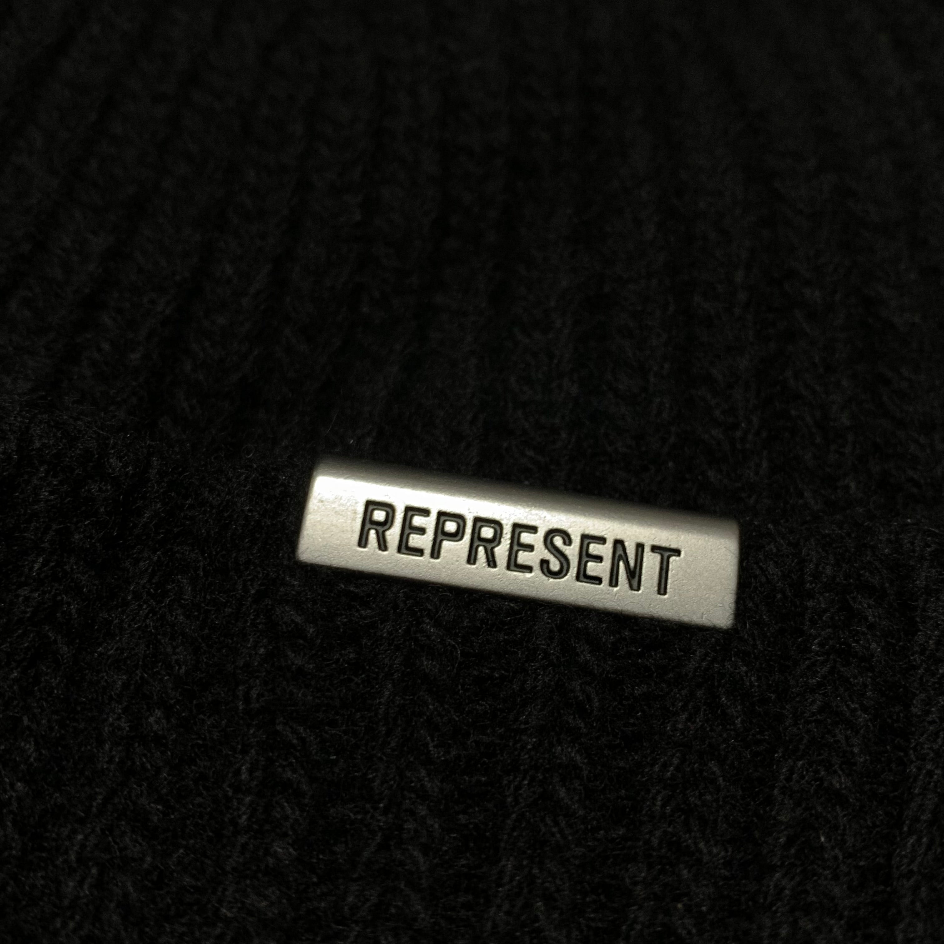 Represent Beanie Black Wool Ribbed Beanie Hat