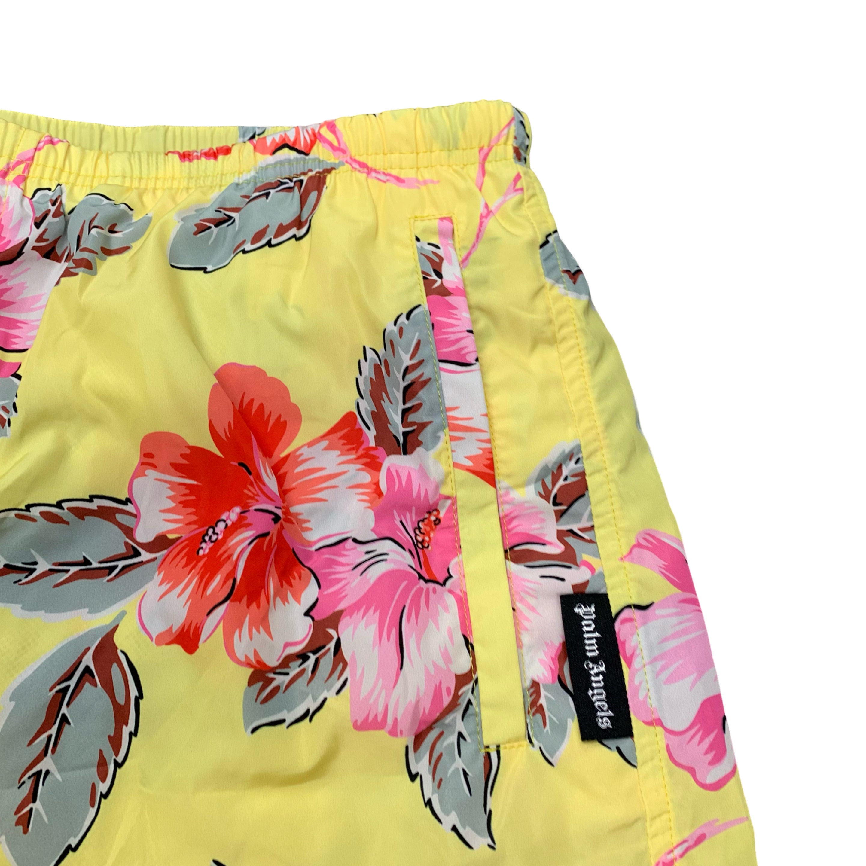 Palm Angels Medium Swim Shorts Floral Yellow Hibiscus