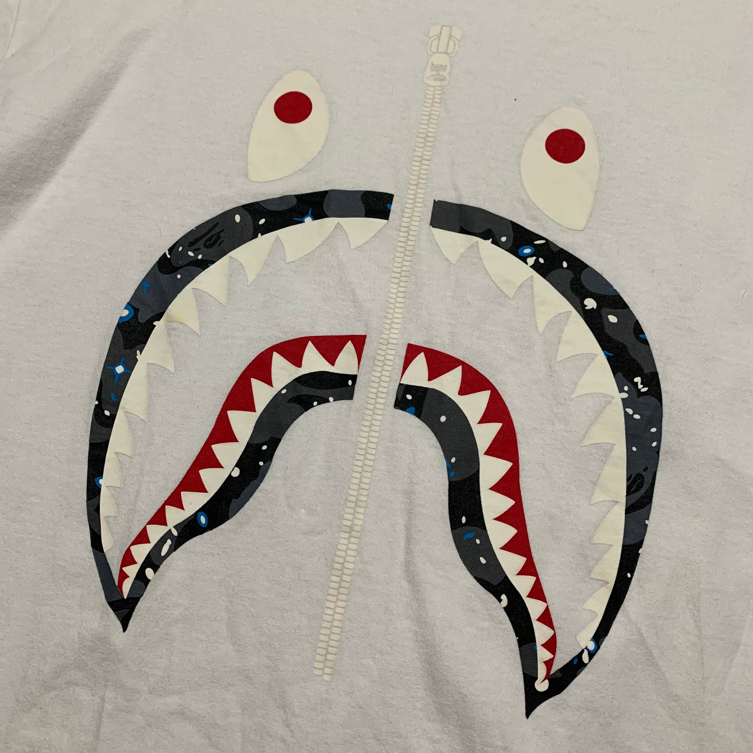 Bape XL Shark Space Camo White Tee A Bathing Ape