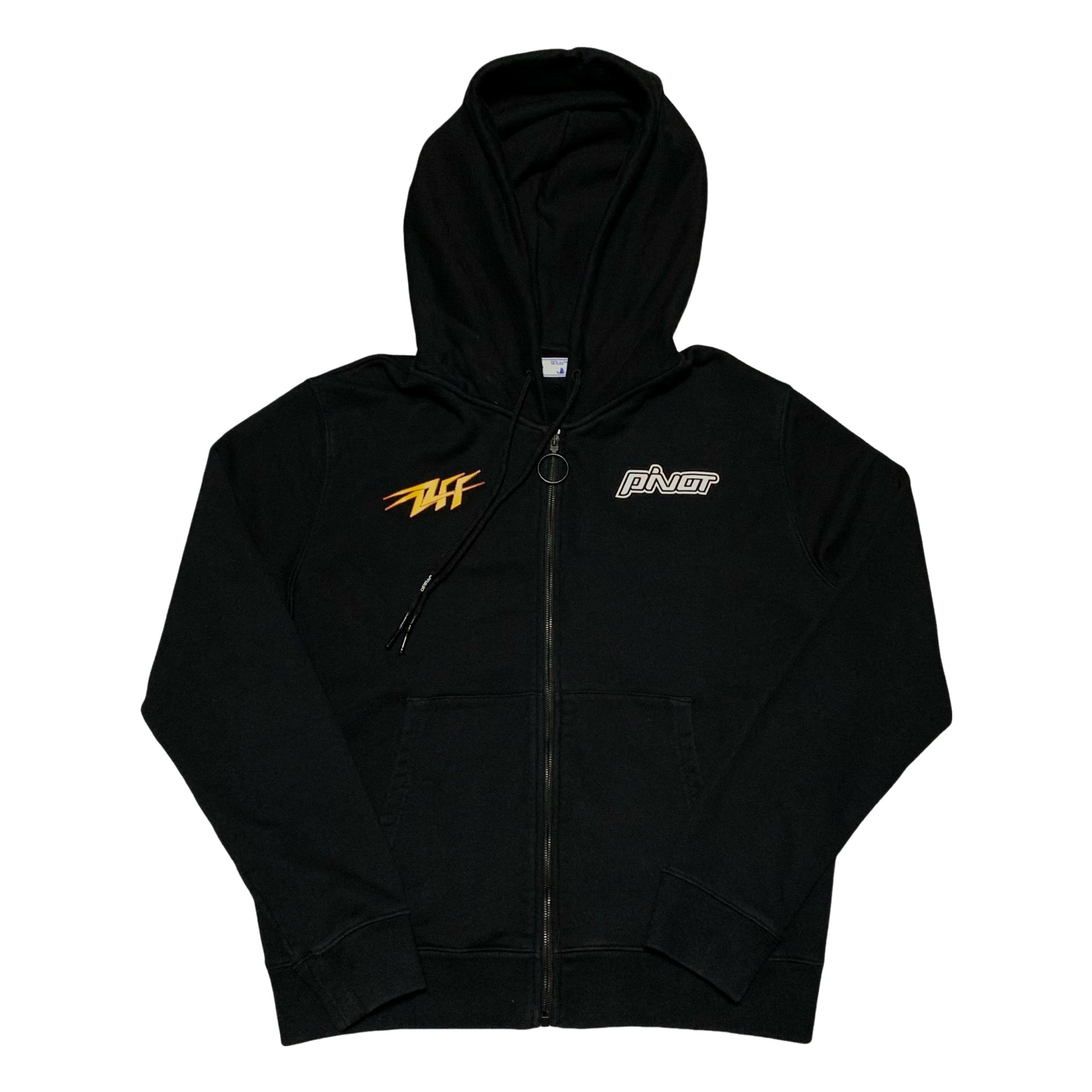 Off White Medium Thunder Logo Black Zip Hoodie Virgil Abloh