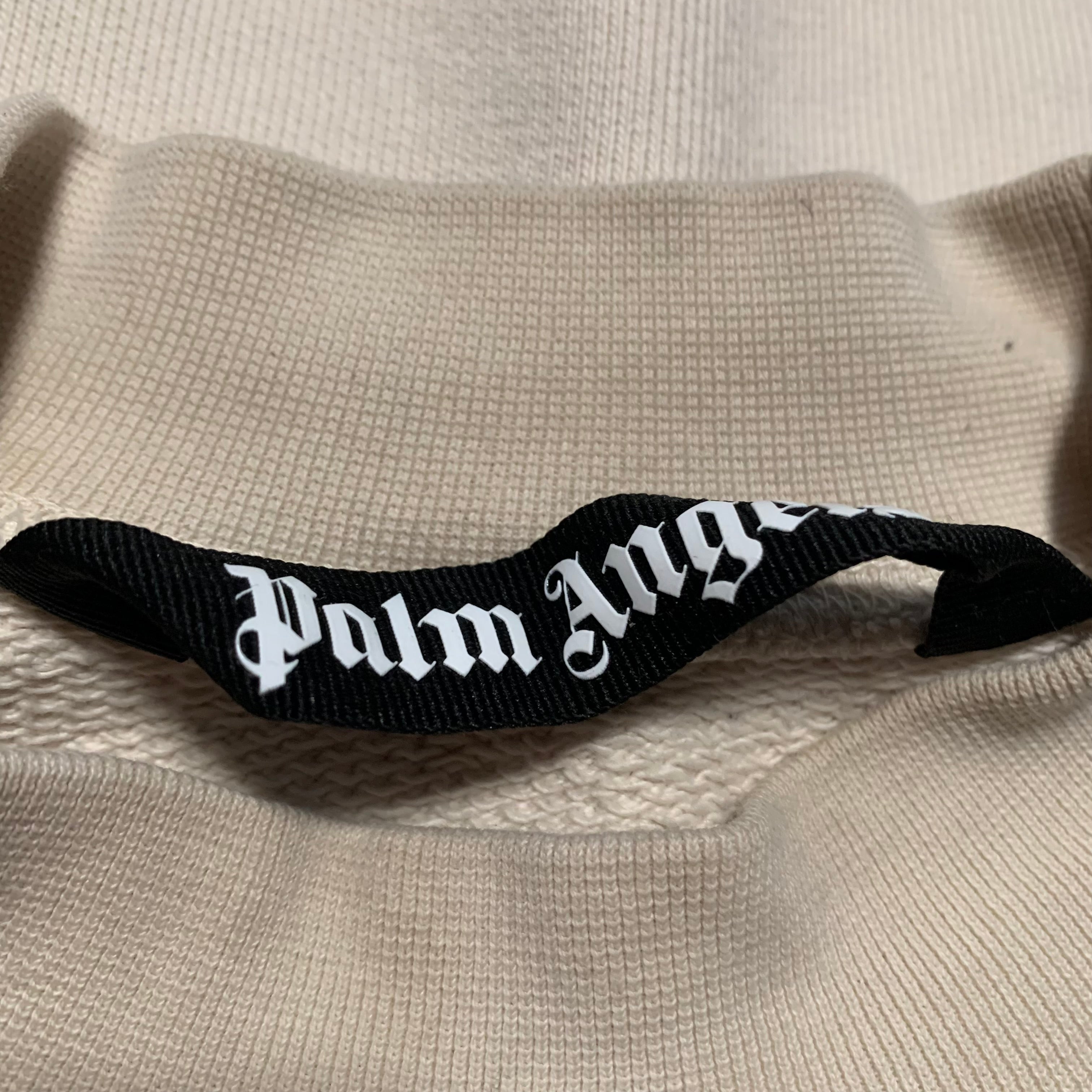 Palm Angels Small Brush Strokes Sweatshirt Crewneck White Beige Oversized Fit