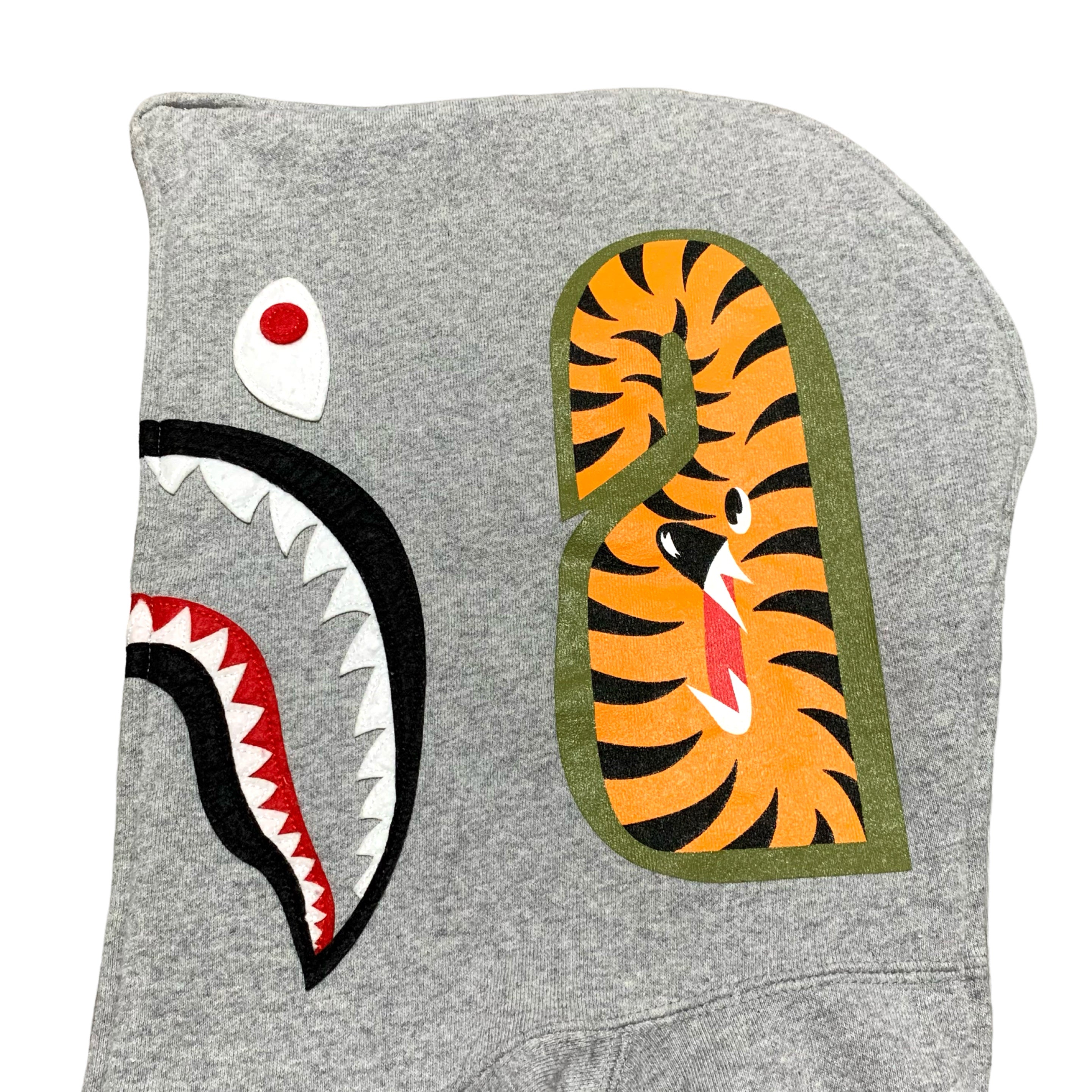 Bape Large Shark 1st Camo Grey Green Half Split Full Zip Hoodie A Bathing Ape