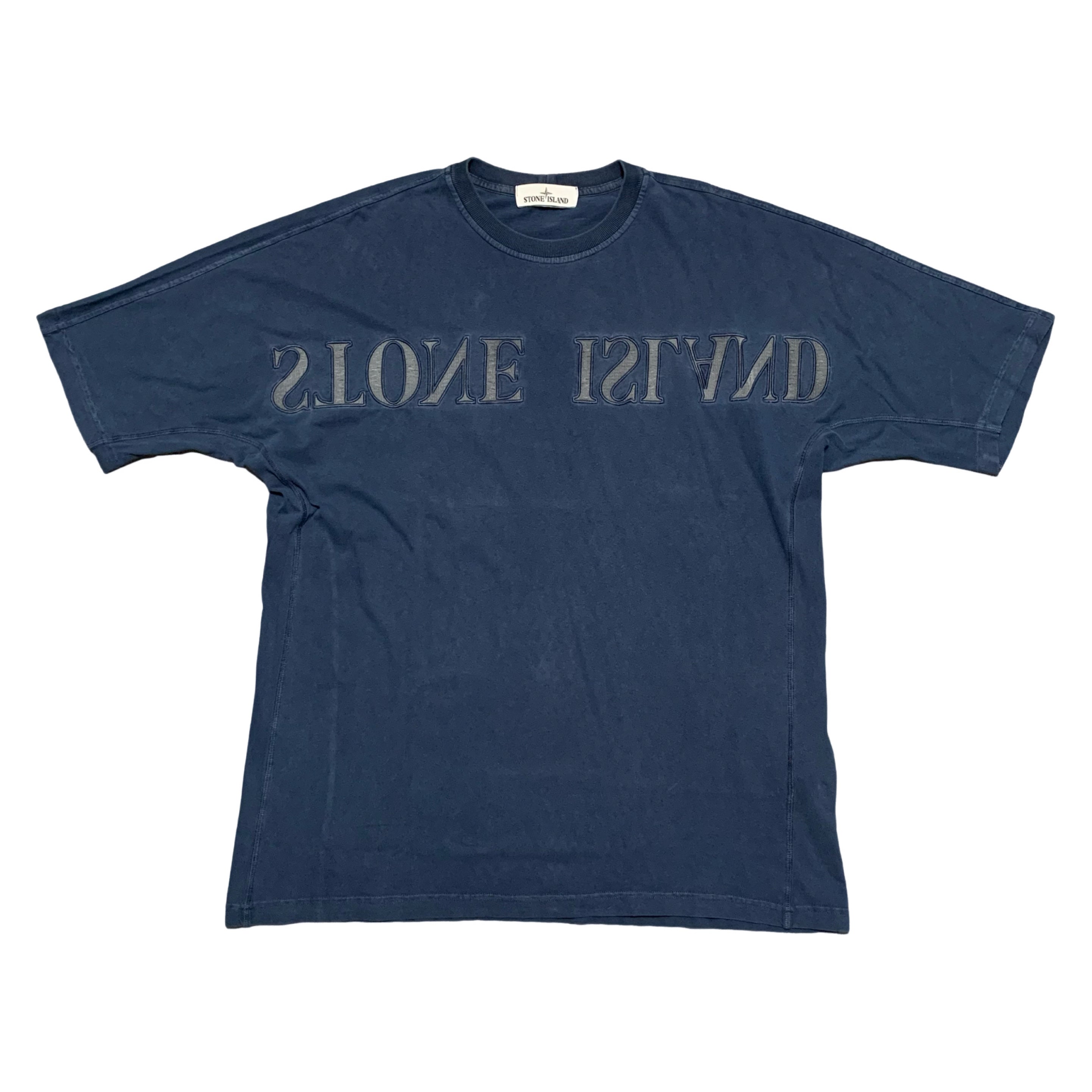 Stone Island Large Mirror Chest Logo Ink Blue Tee 2019