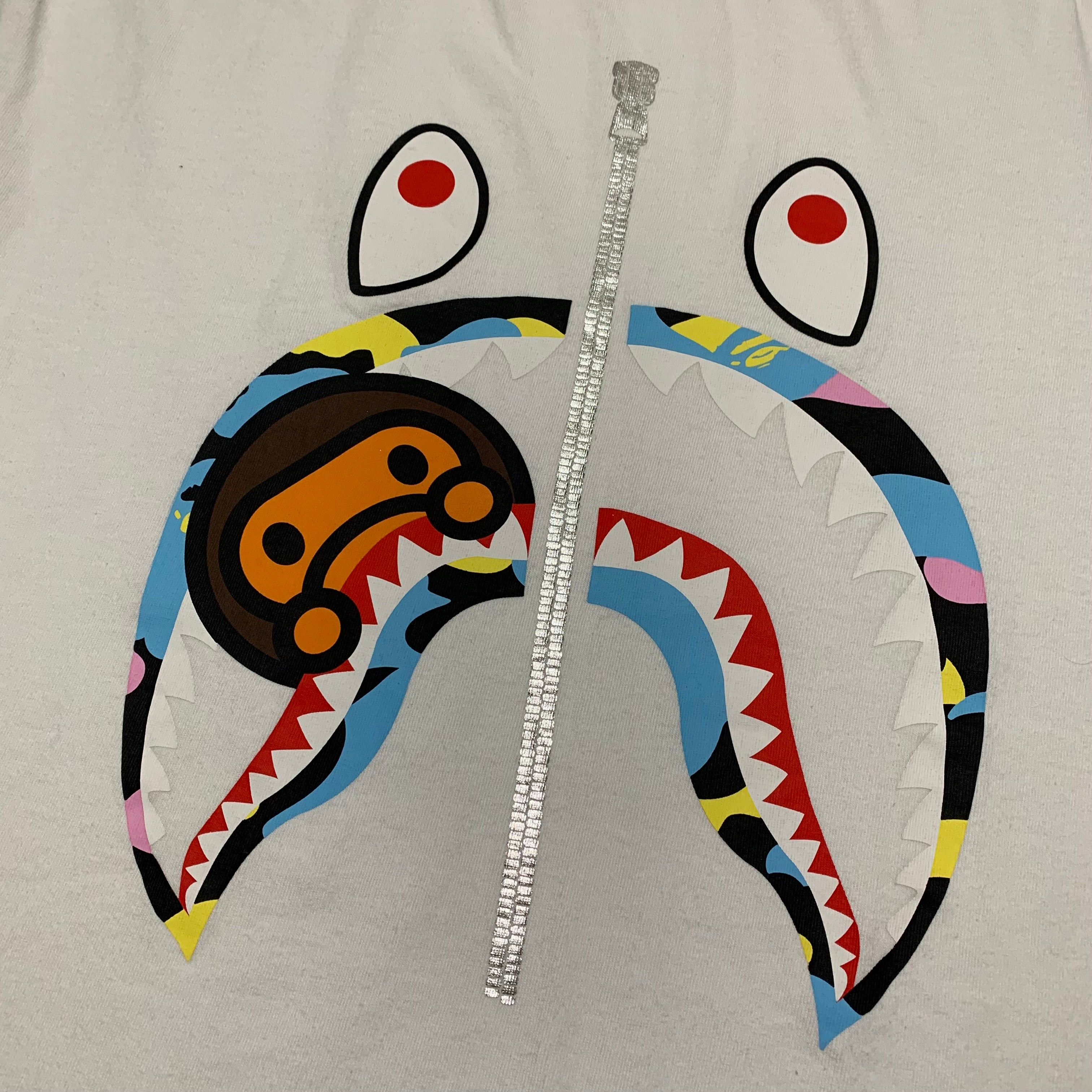 Bape XL Shark Baby Milo Cotton Candy White Tee