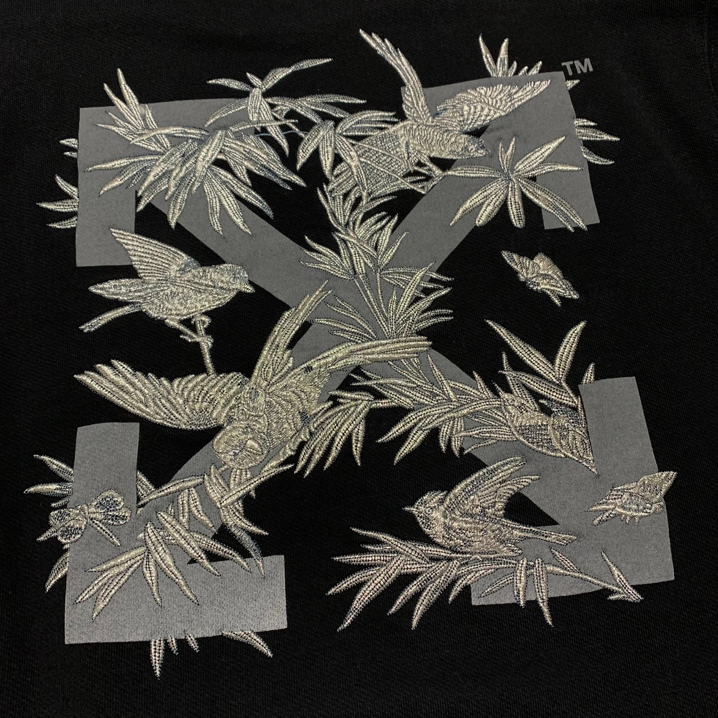 Off White XS Arrows Black Birds Black Sweatshirt Crewneck Virgil Abloh