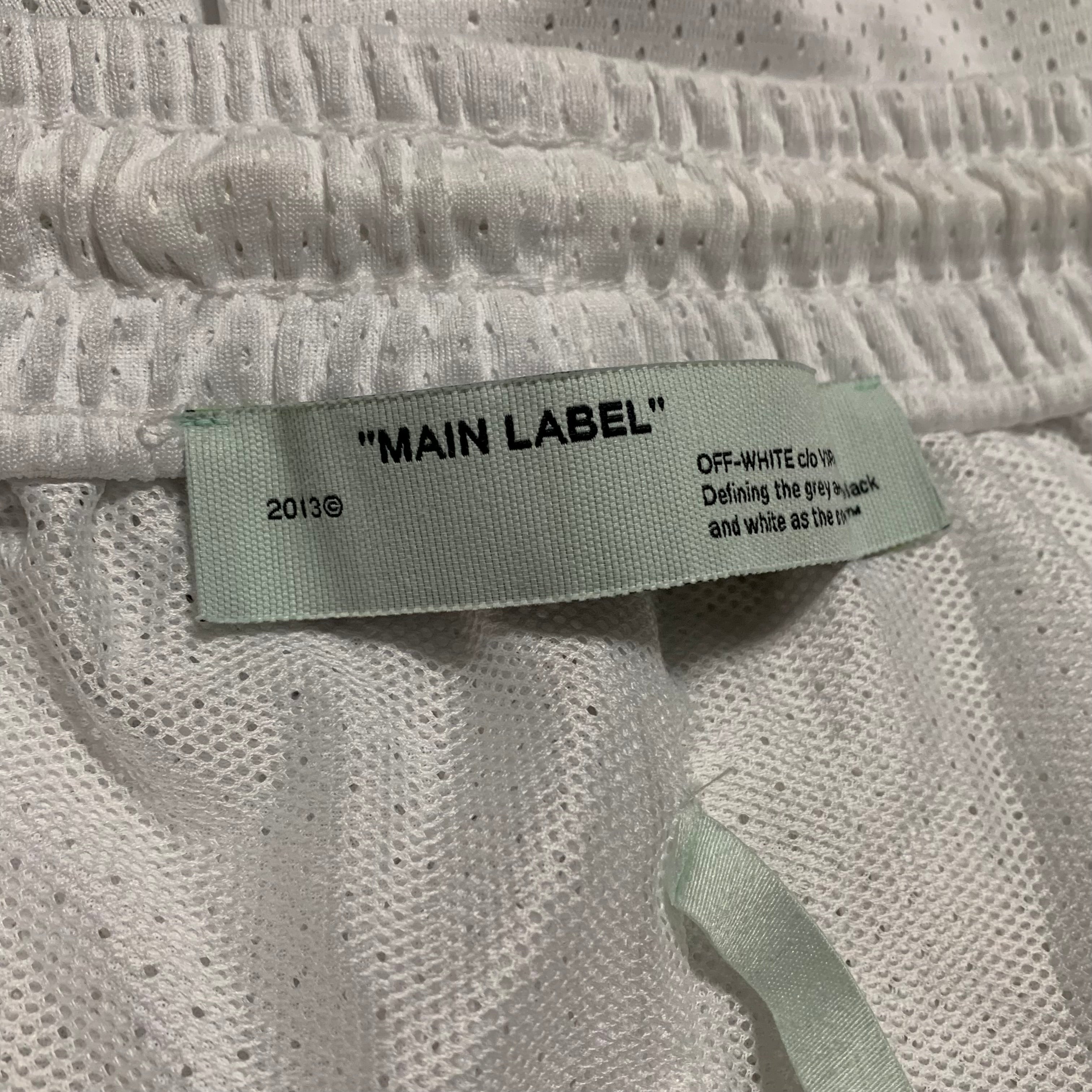 Off White Large Shorts Caravaggio Diag White Mesh Bottoms Virgil Abloh