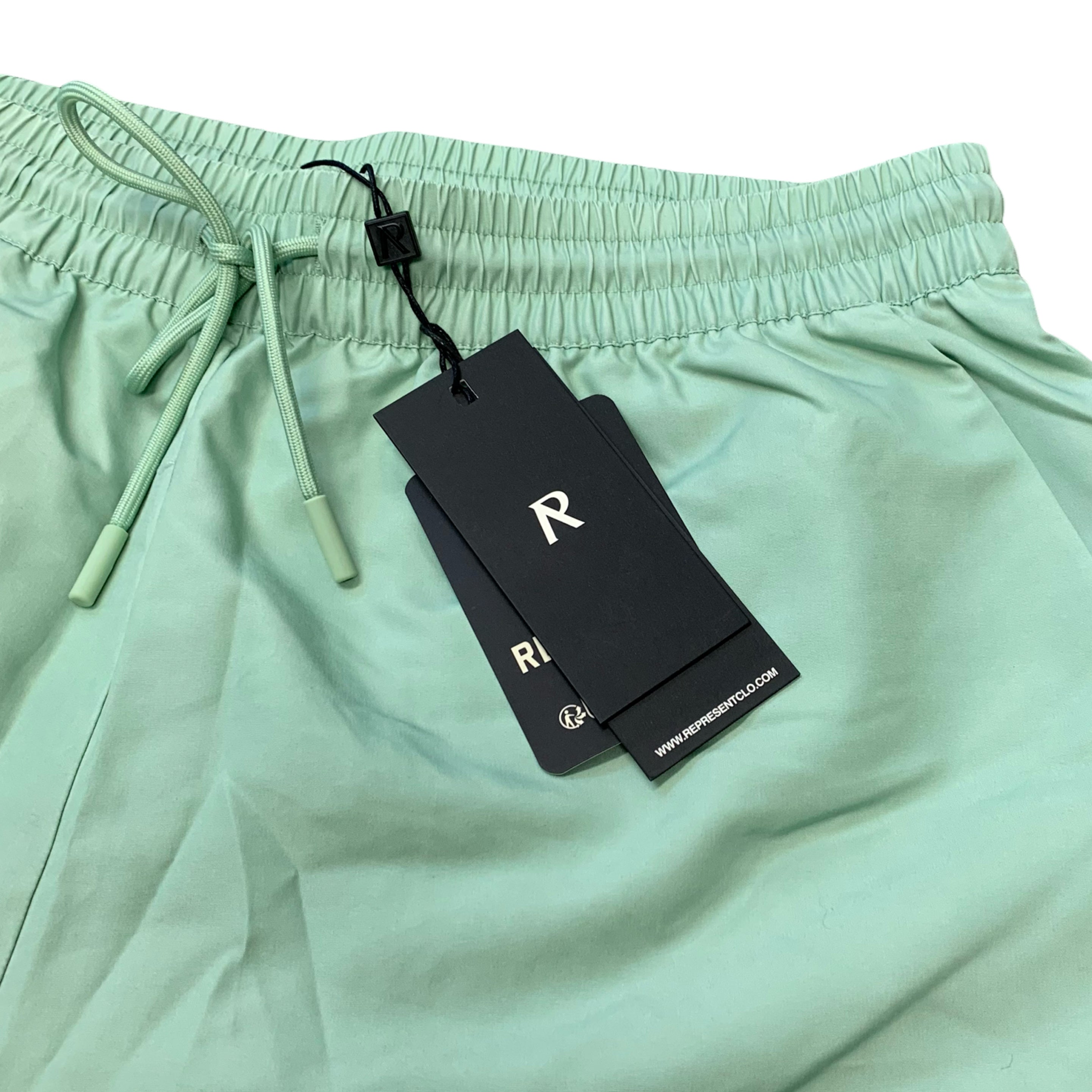 Represent Large Swim Shorts Metal Initial Washed Sage Mint Green