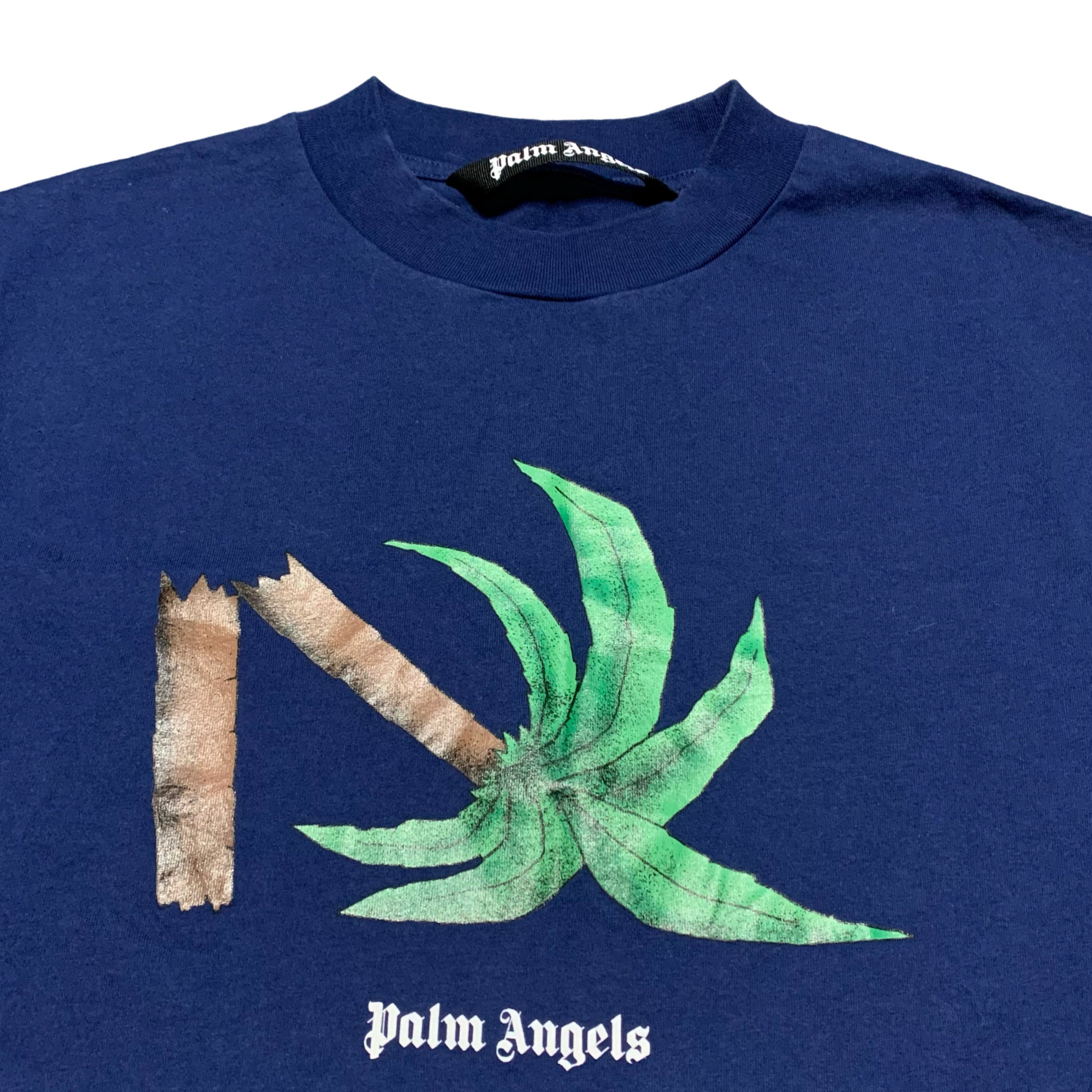 Palm Angels Medium Broken Palm Tree Blue Tee
