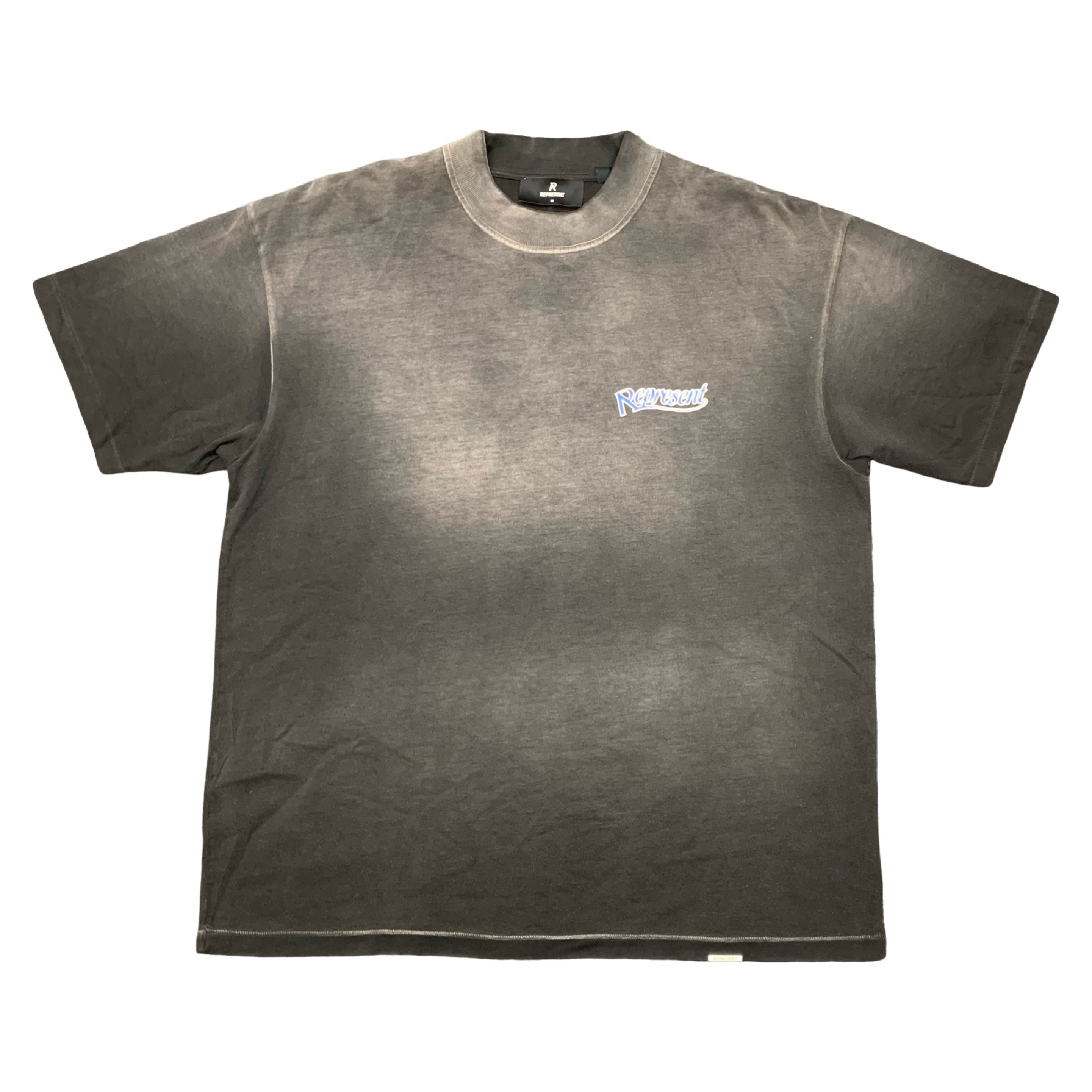 Represent Medium Tee Showcasing Stained Black T-Shirt