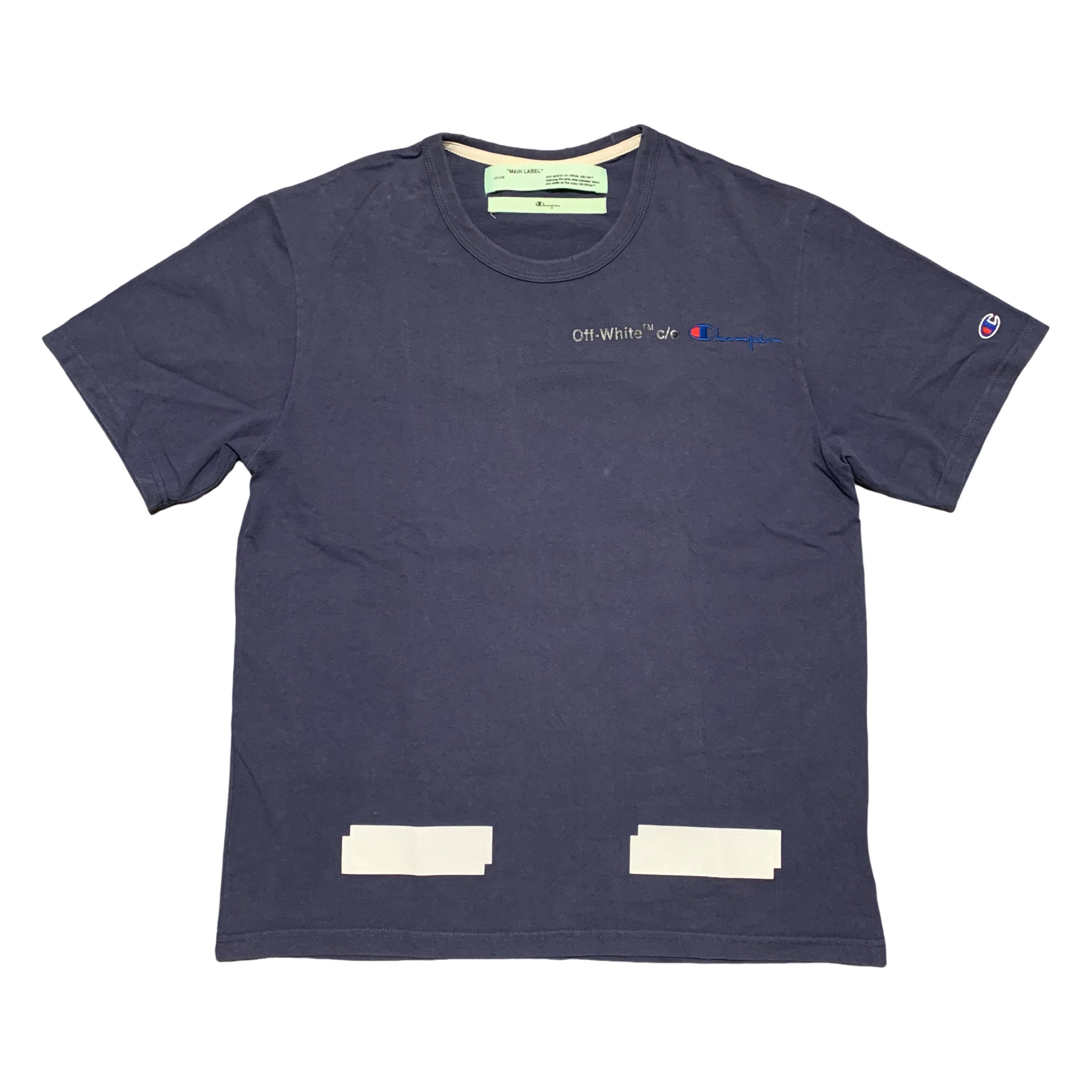 Off White Medium Champion Arrows Dusty Blue Tee Virgil Abloh