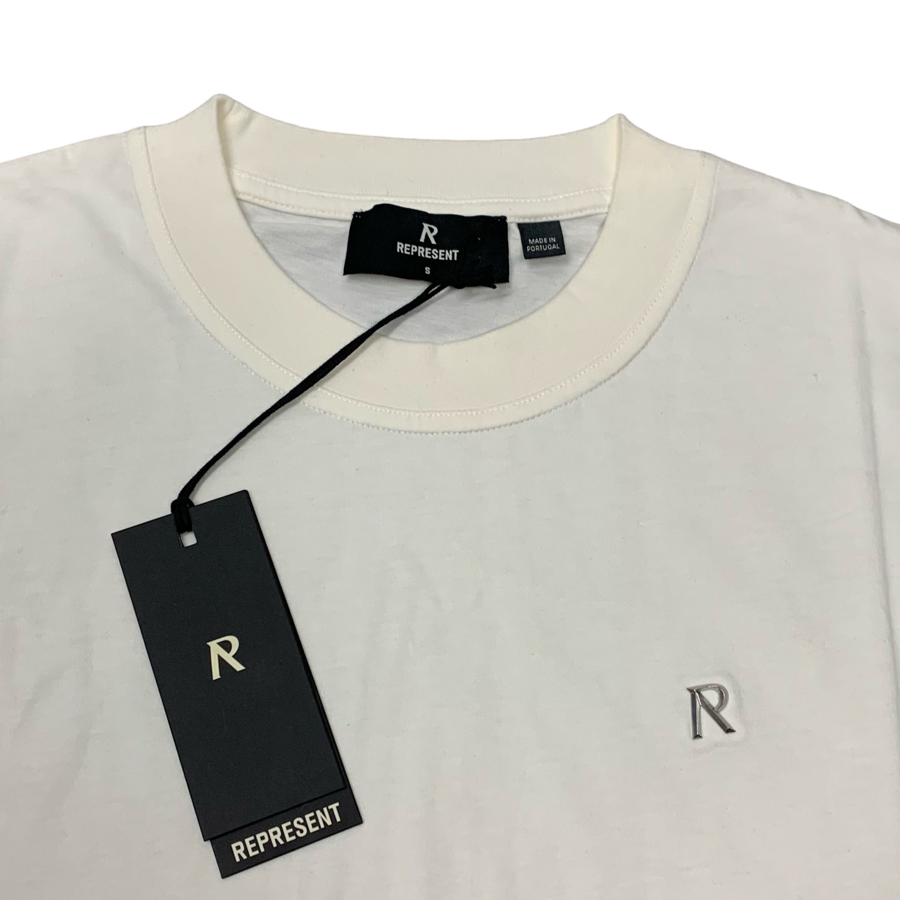 Represent Small Tee Metal Initial R Flat White T-Shirt