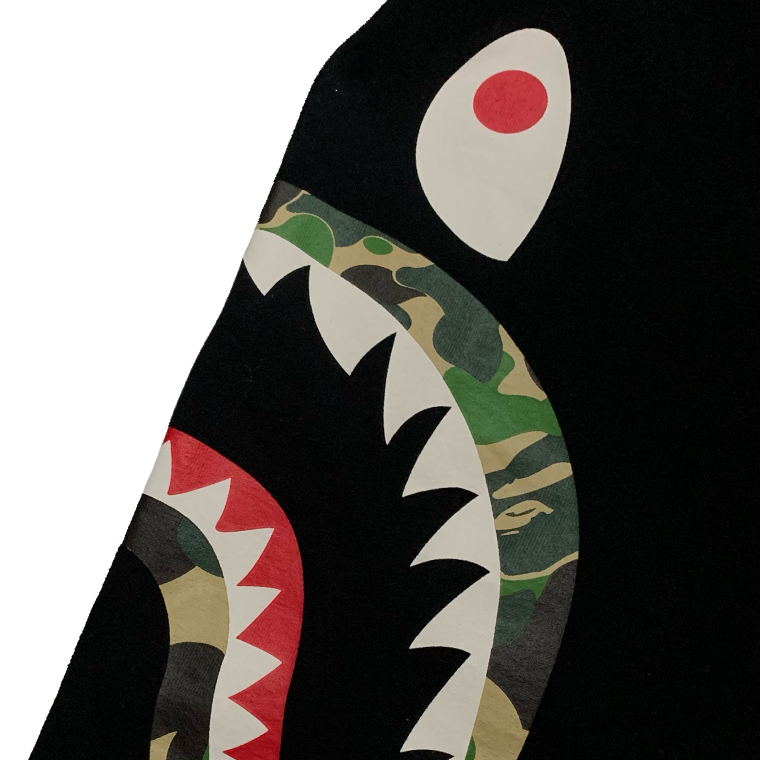 Bape Medium Side Shark Green ABC Camo Black Tee