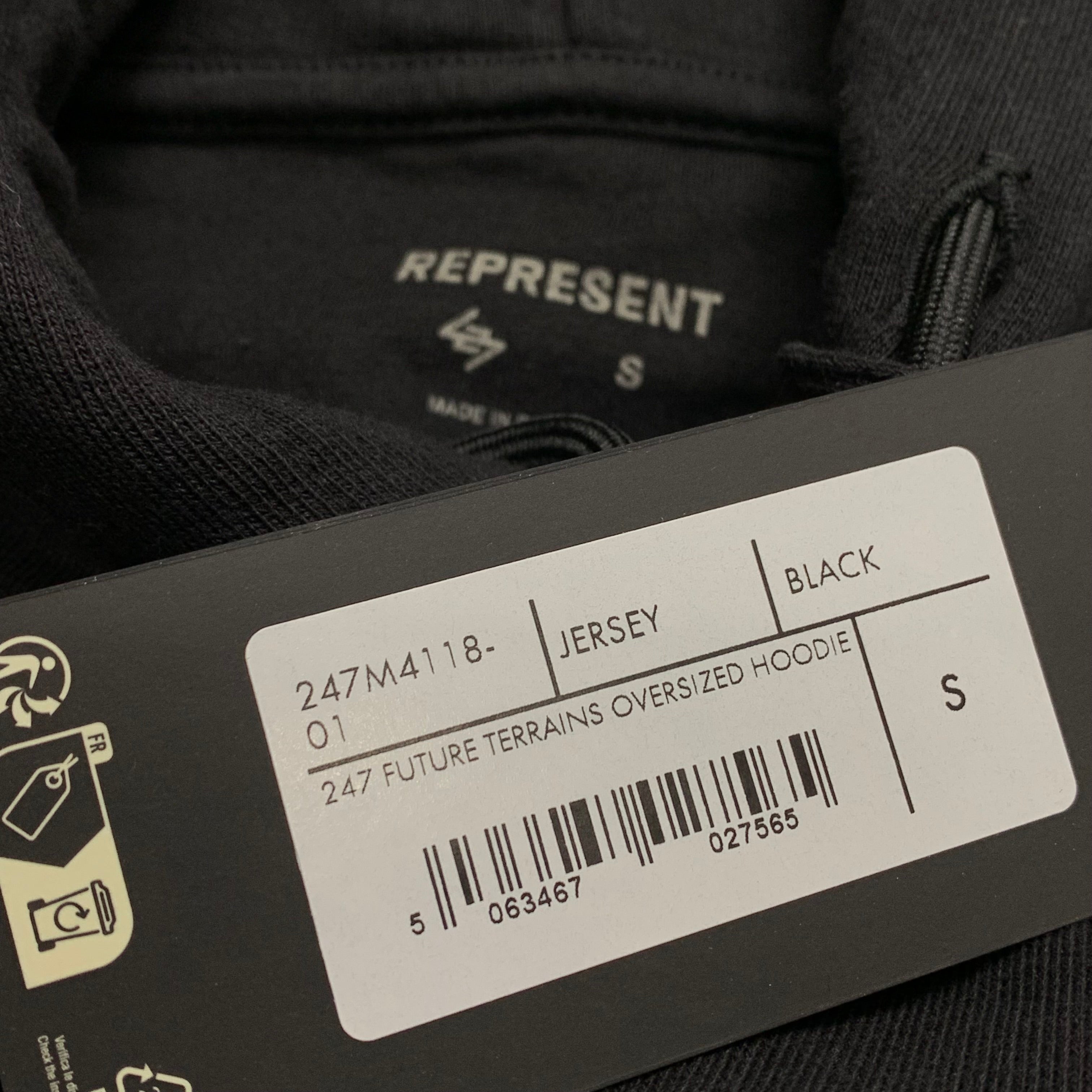 Represent Small Hoodie 247 Future Terrains Oversized Black Hoodie