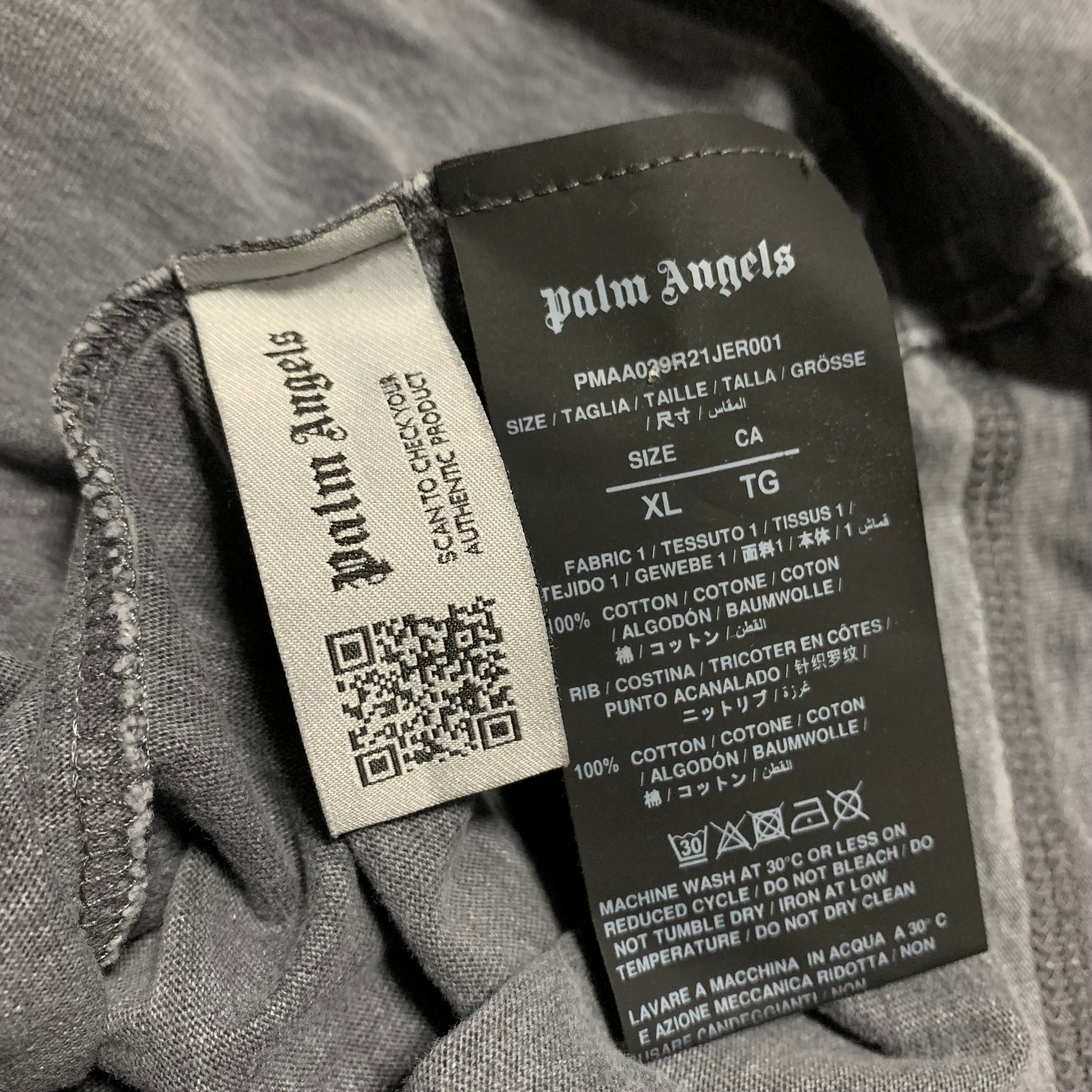 Palm Angels XL Broken Logo Panelled Black Grey Tee
