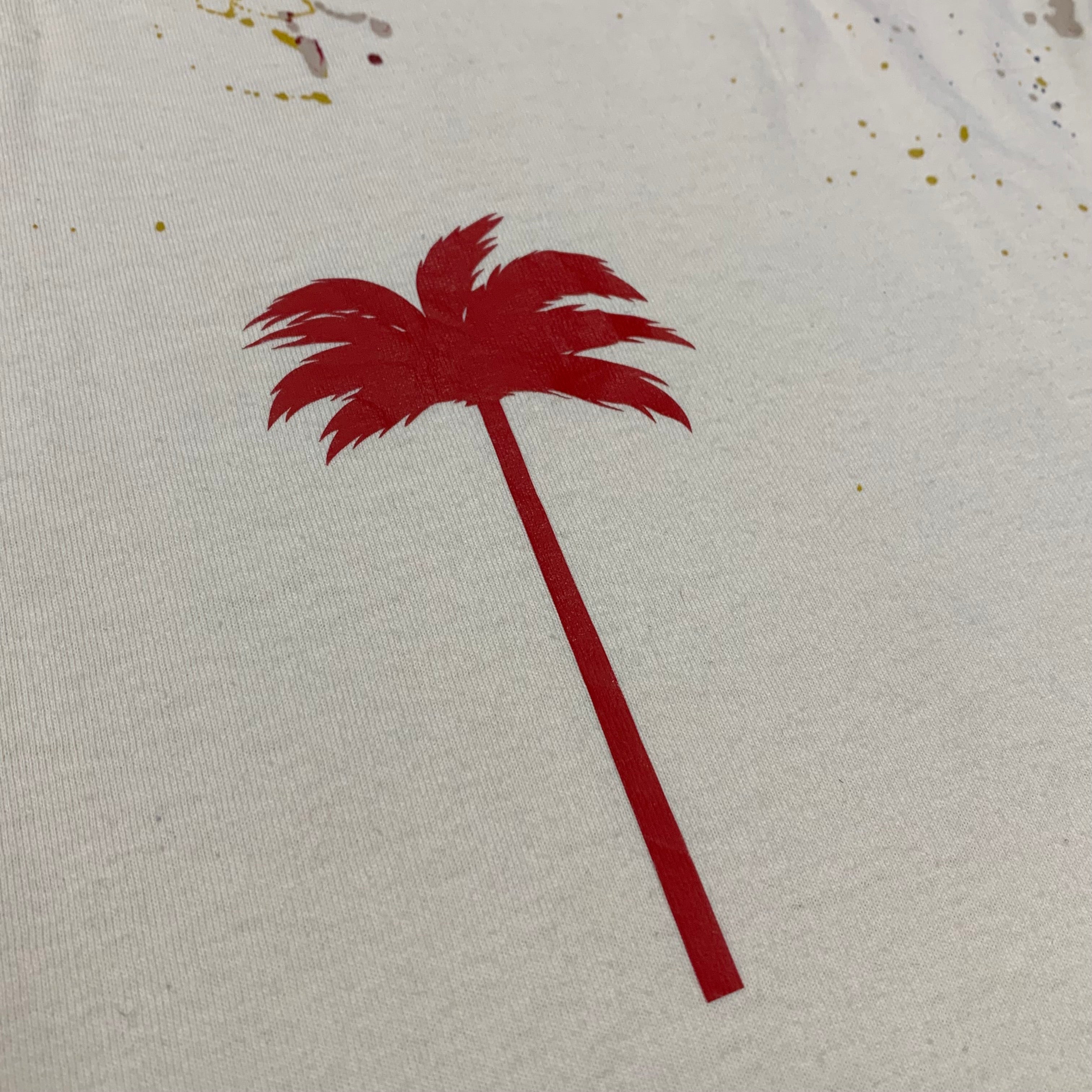 Palm Angels Medium Tee Palm Tree Painted White Beige T-Shirt 2022
