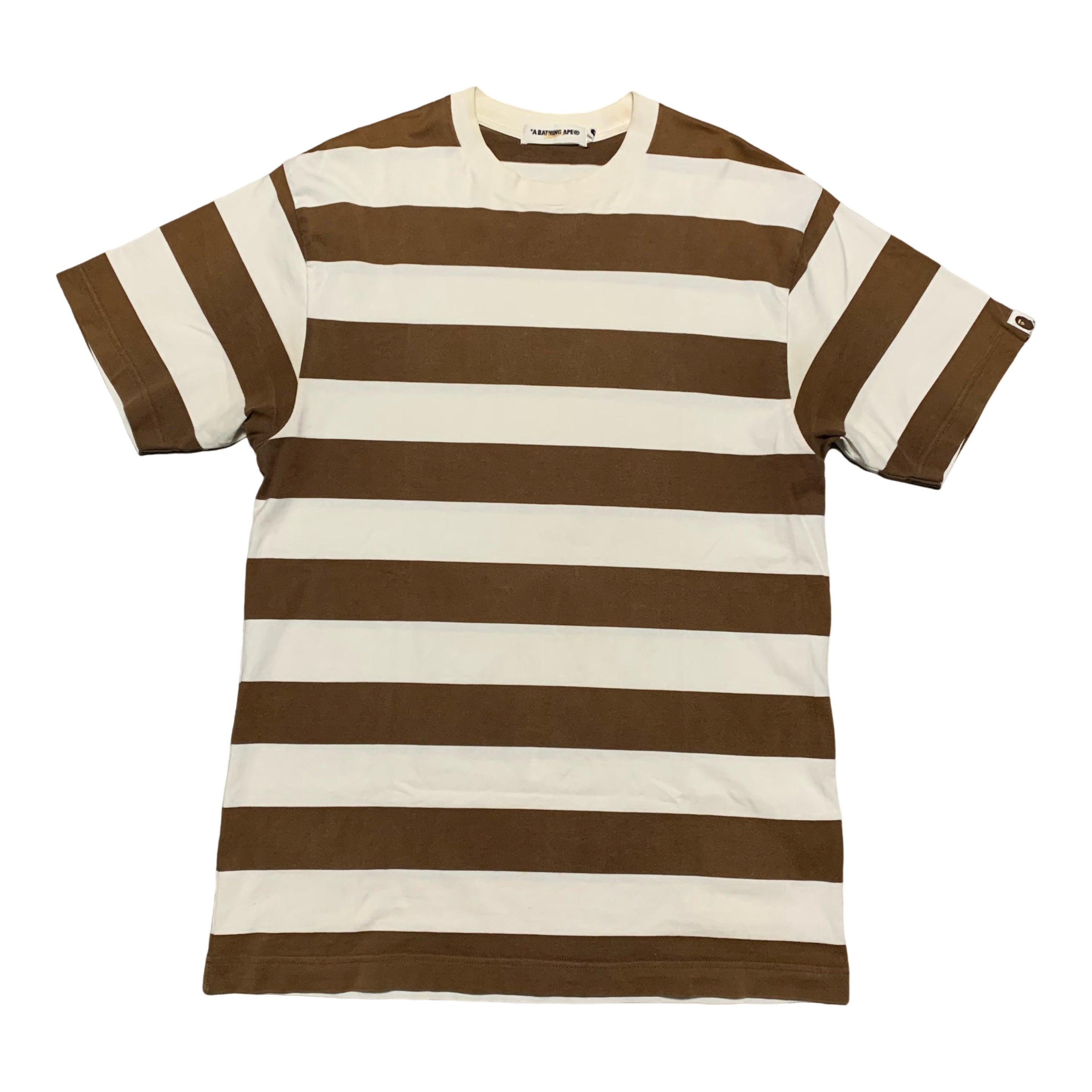 Bape Large Brown Stripe White Tee A Bathing Ape Vintage OG