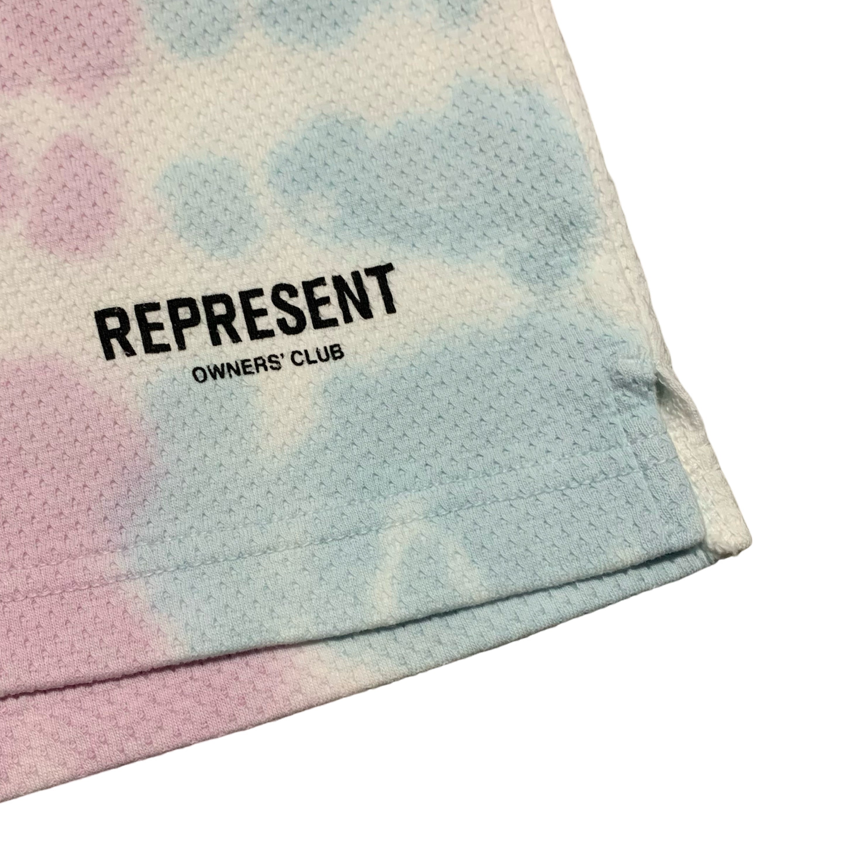 Represent Small Shorts Owners Club Mesh Tie Dye White Bottoms