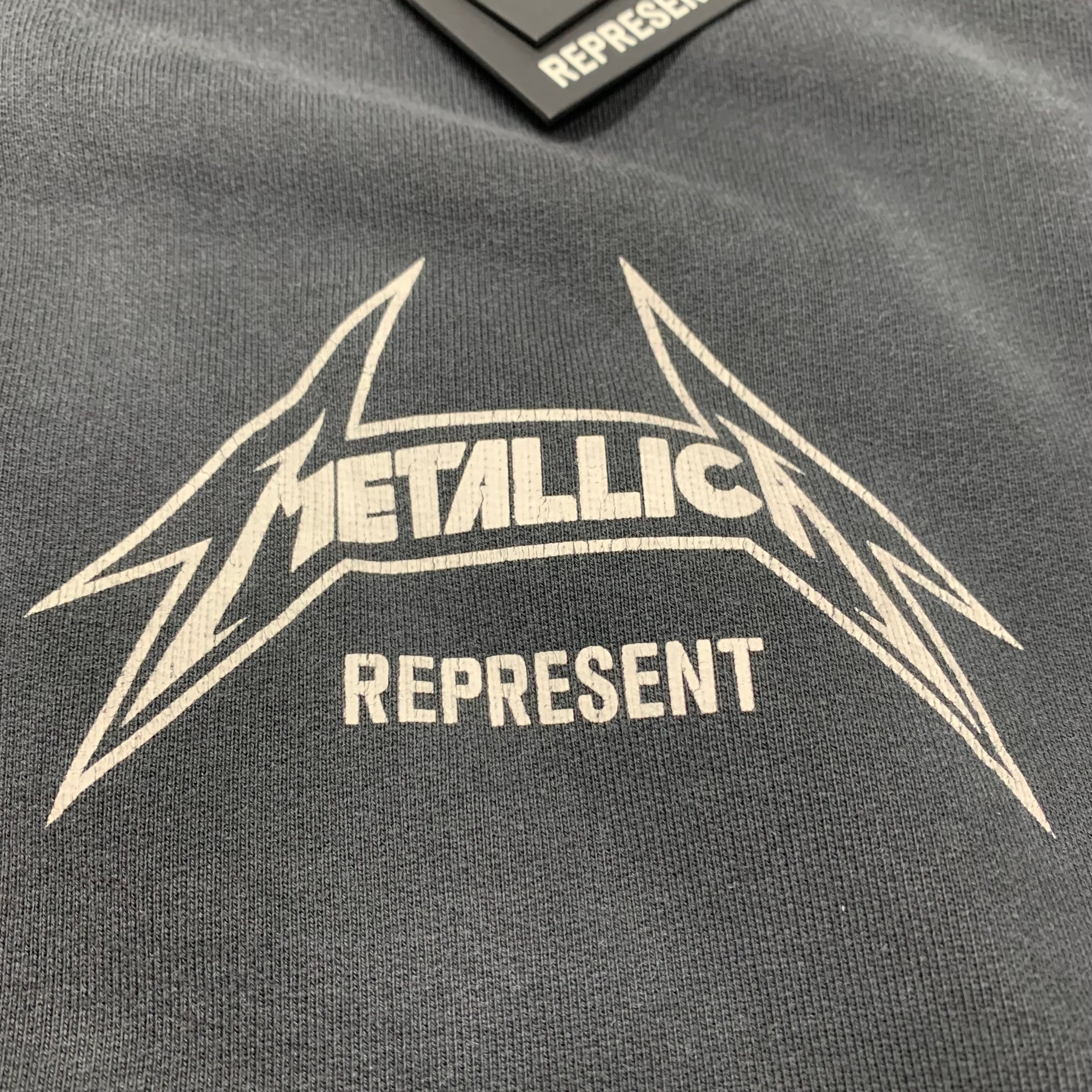 Represent XS Hoodie Metallica Local Crew Zip Stained Black Hoodie (RRP £195)