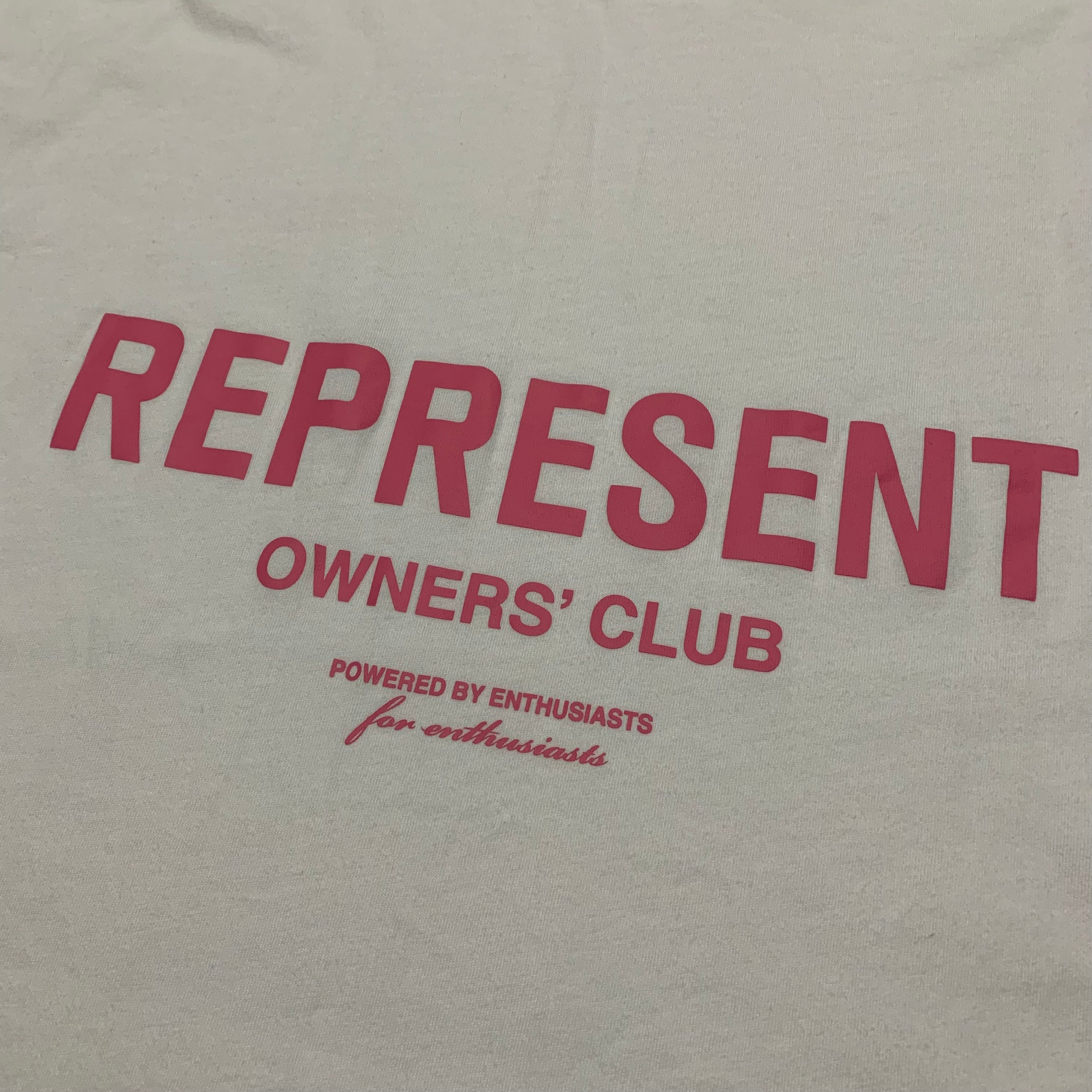 Represent Medium Owners Club Pink Flat White Tee