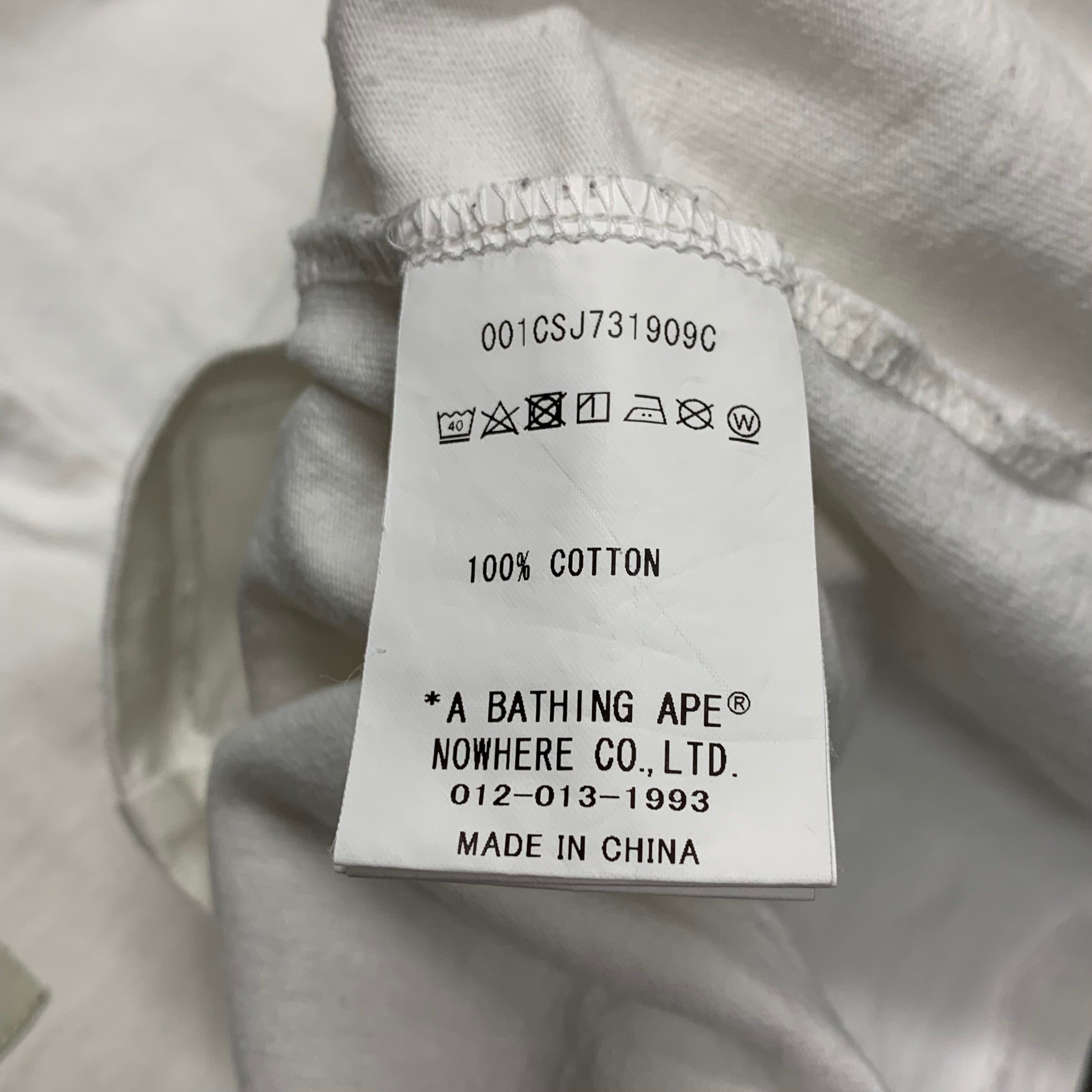 Bape Medium Tee Union Pigment Dyed Ape Head White T-Shirt A Bathing Ape