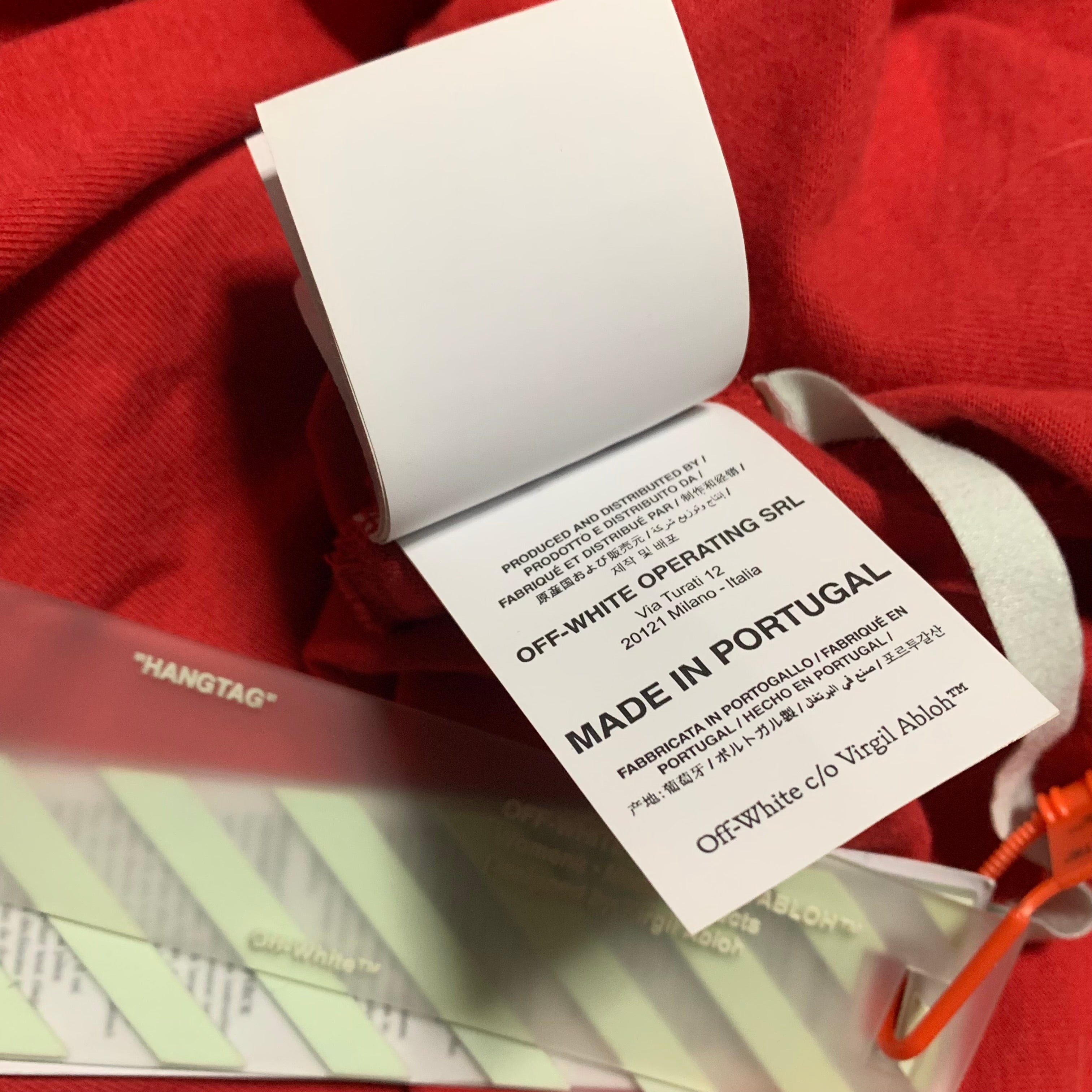 Off White Large Airport Arrows Red Tee Virgil Abloh