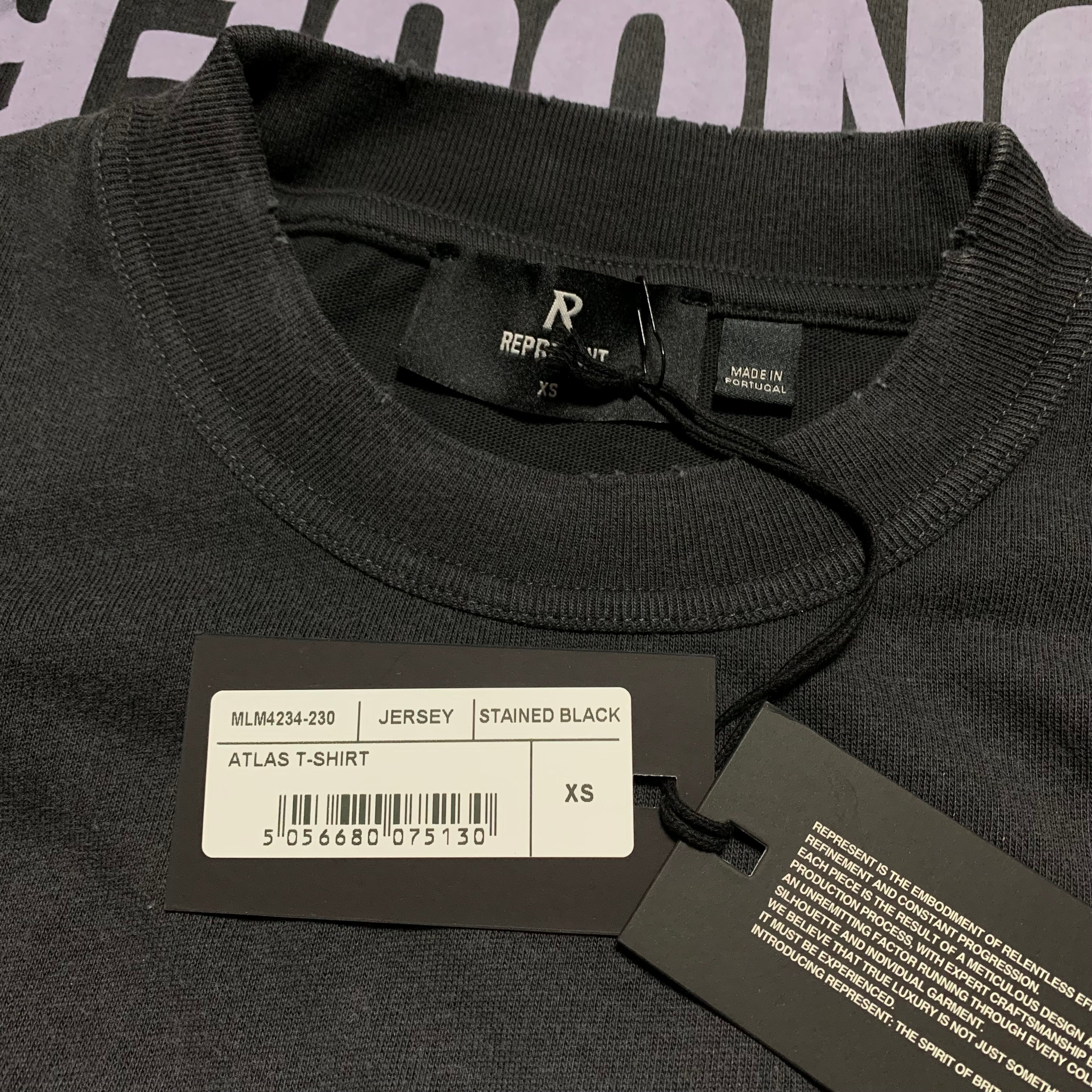 Represent XS Atlas Stained Black Tee