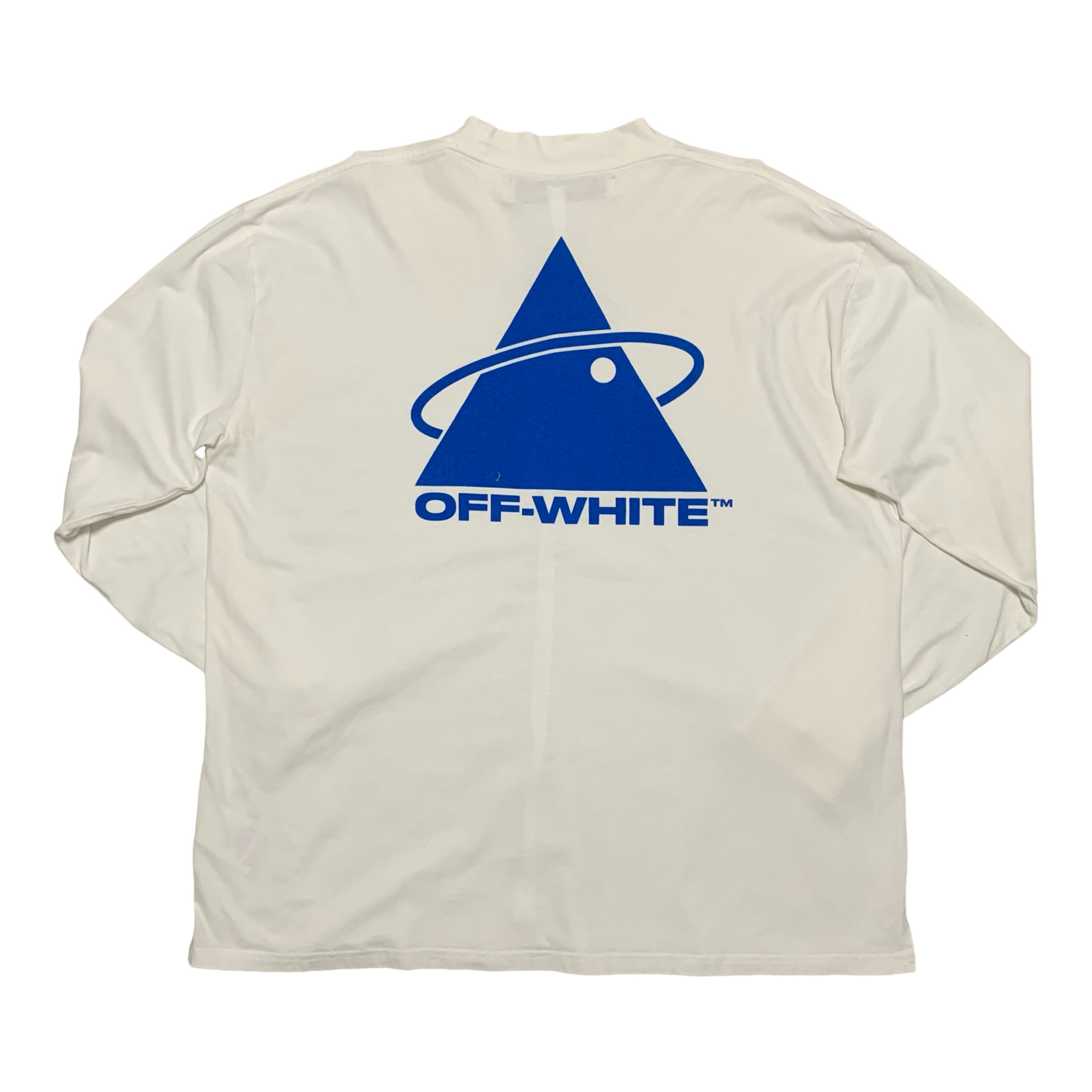 Off White XL Triangle White Long Sleeve Tee Mock Neck Virgil Abloh