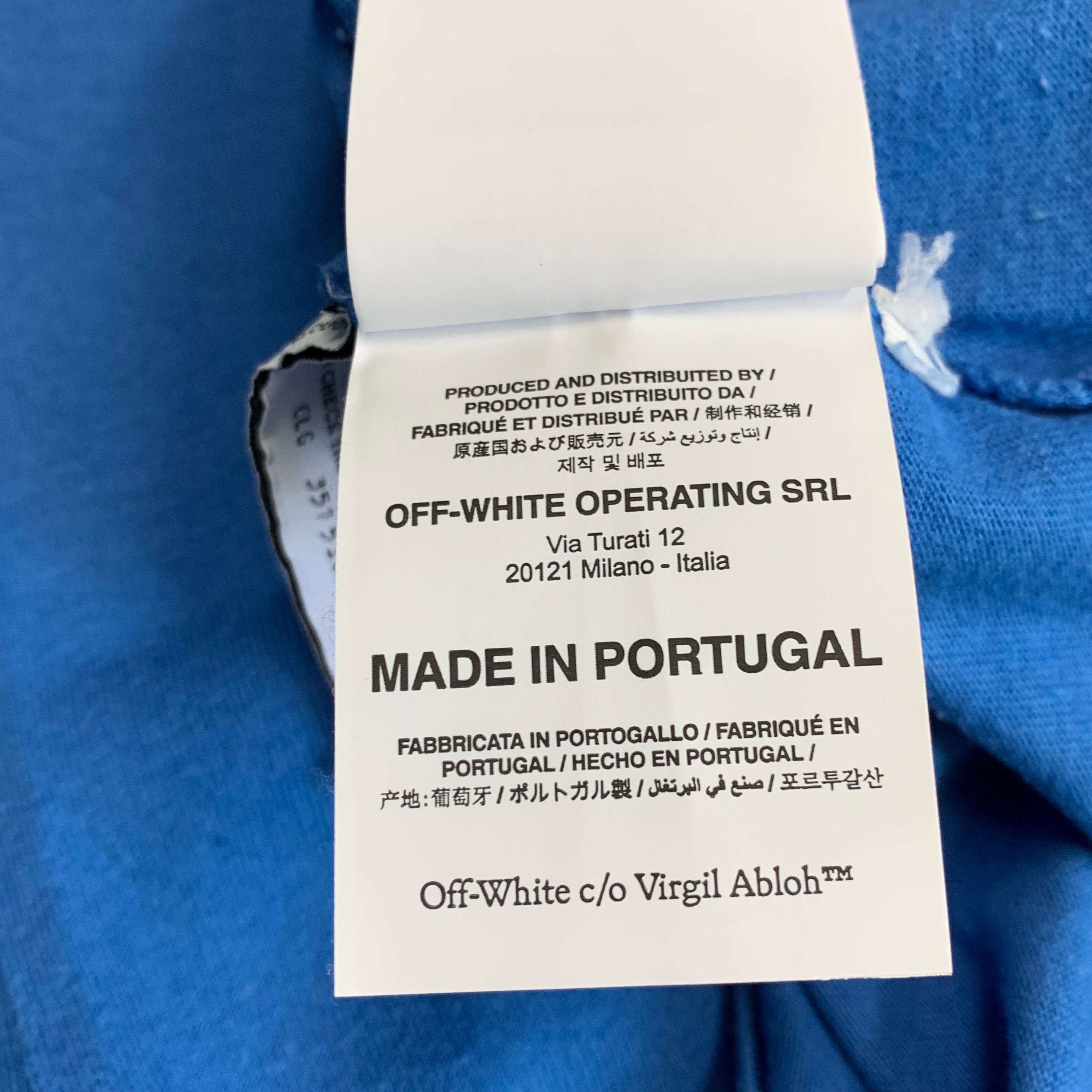 Off White Medium Tee Diag Tab Blue T-Shirt Virgil Abloh