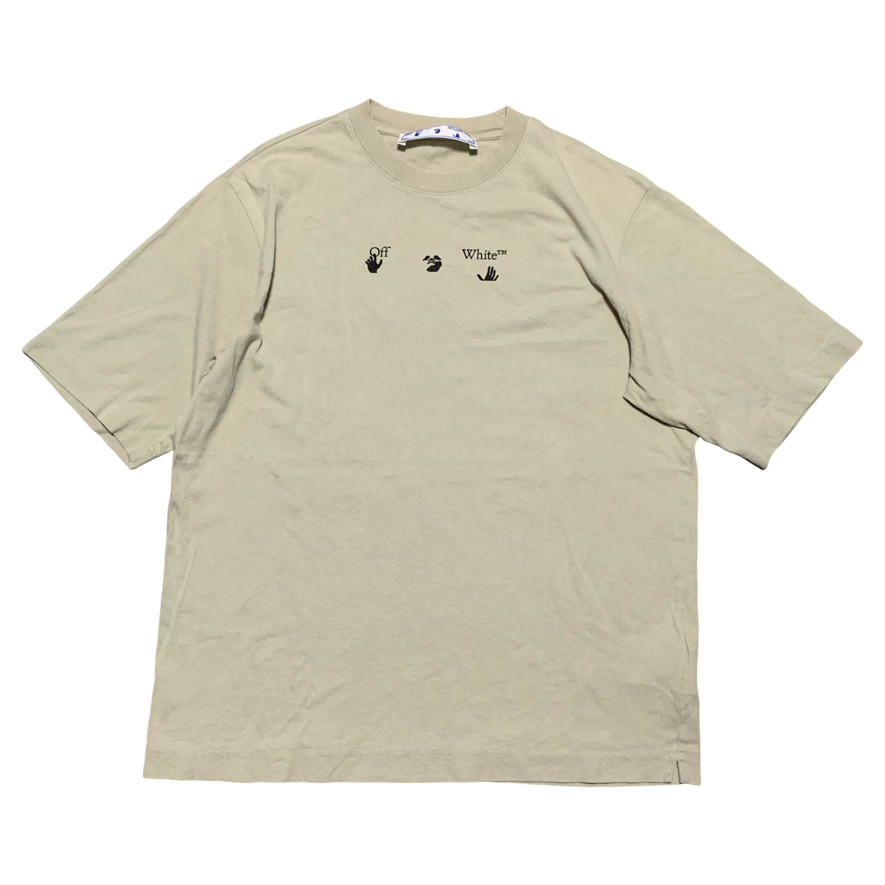 Off White Medium Paint Splatter Beige Tee Virgil Abloh