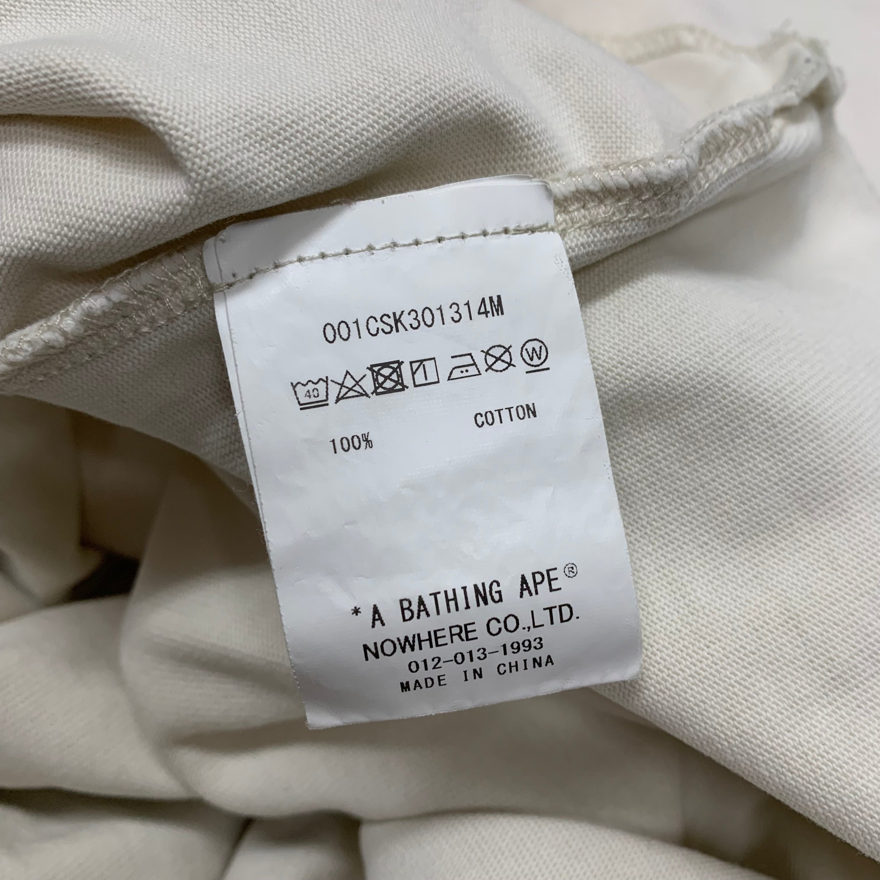 Bape Medium Tee Mad Ape Graphic Acid Wash Ivory White T-Shirt A Bathing Ape