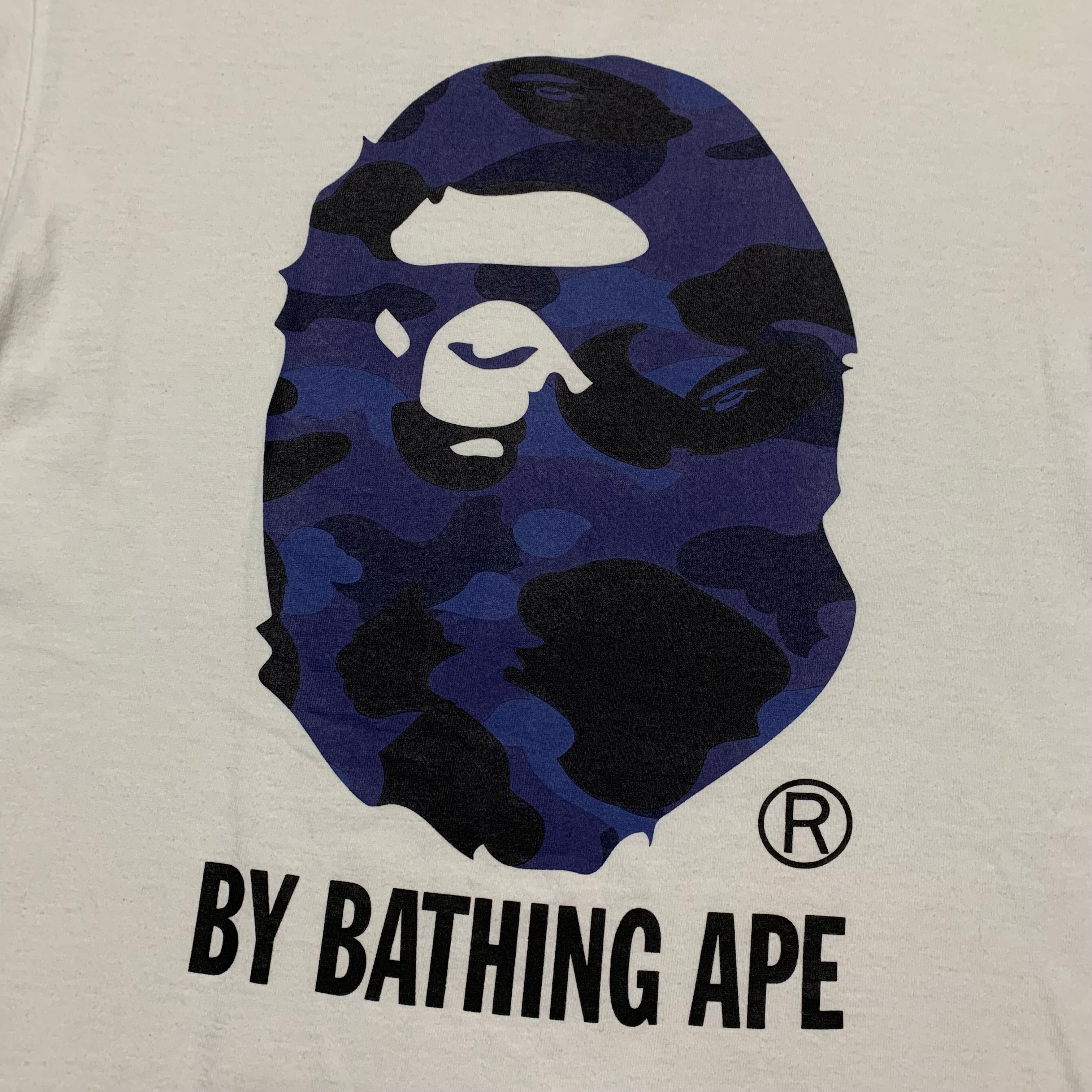 Bape Medium Big Ape Head Blue Camo White Tee