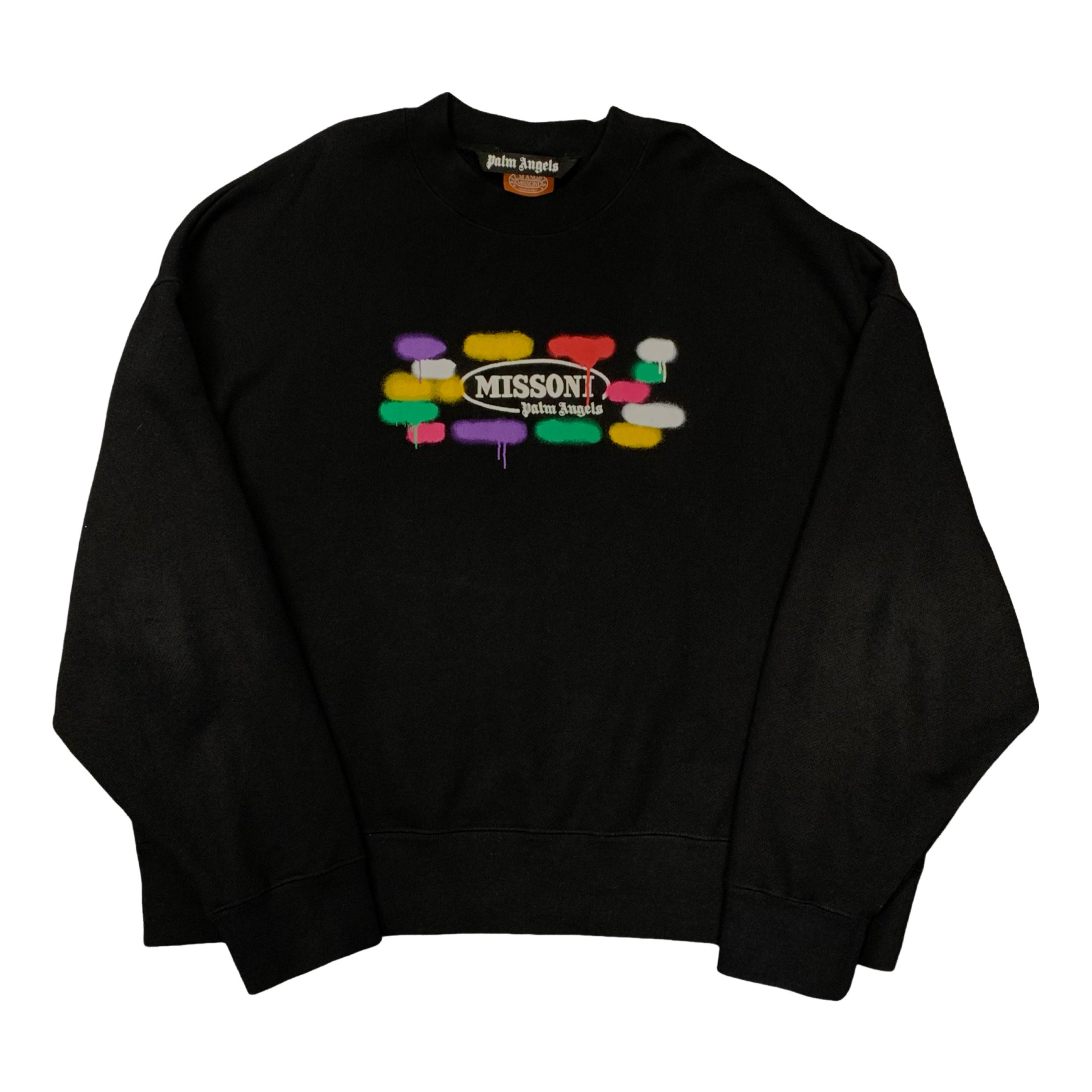 Palm Angels Large Sweatshirt Missoni Sprayed Black Sweatshirt Crewneck