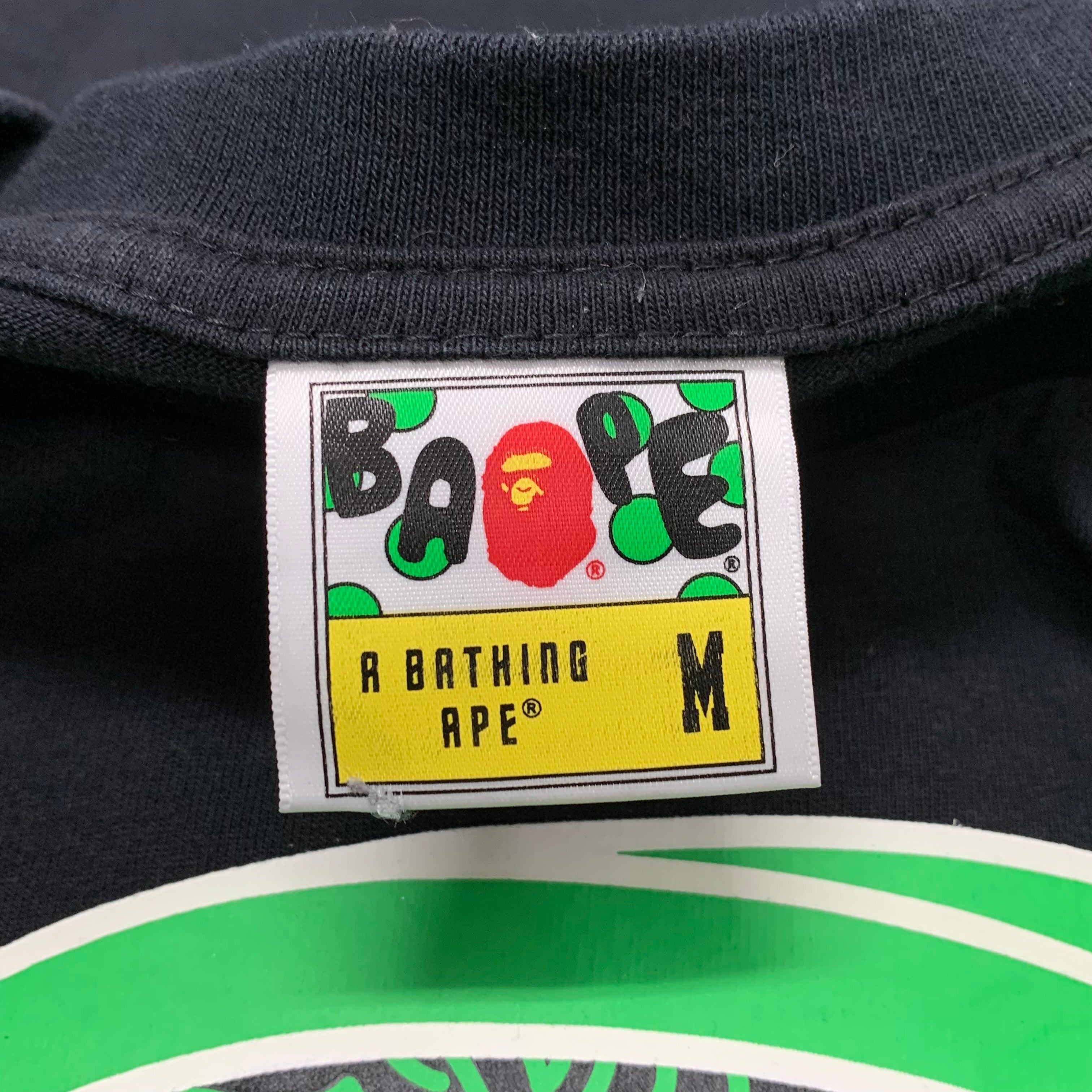Bape Medium Tee Razor Neon Camo Ape Head Black T-Shirt A Bathing Ape