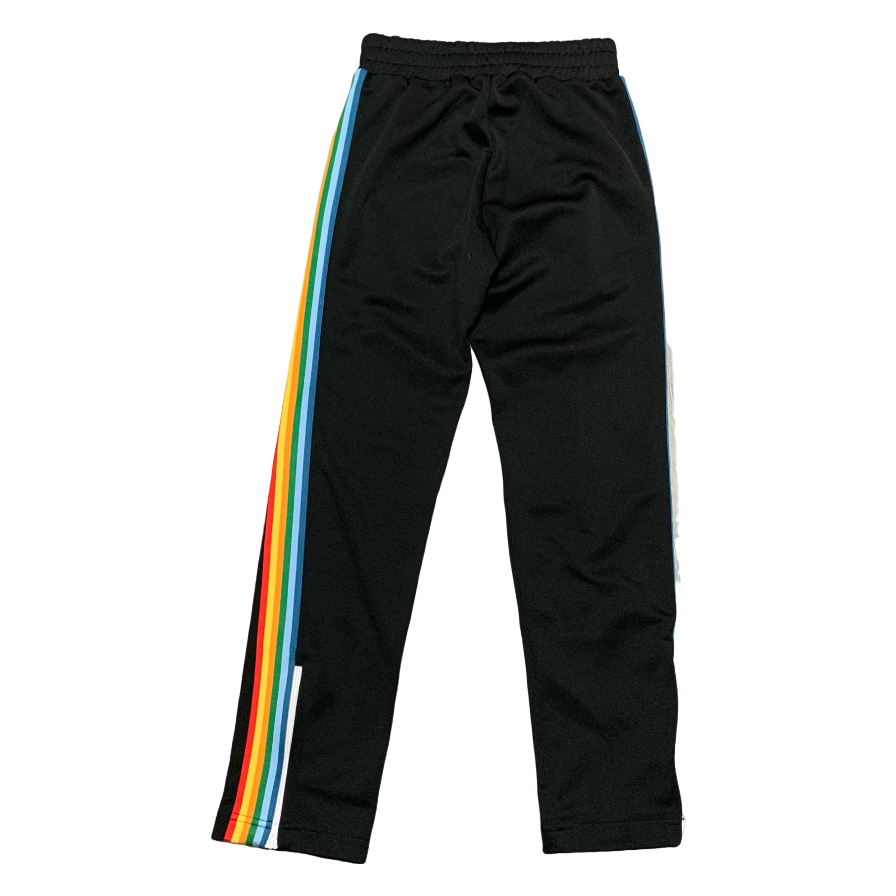 Palm Angels XS Classic Black Track Pant Bottoms Multi Rainbow Colour
