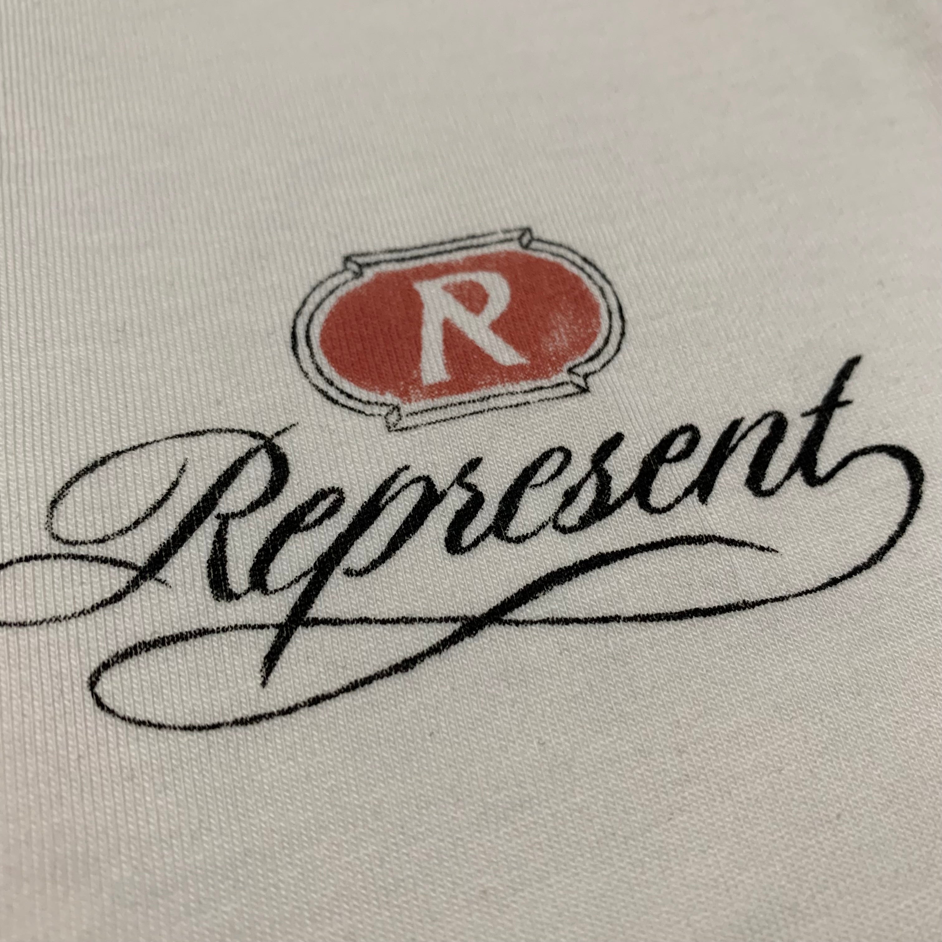Represent Medium Grand Vintage Hand Drawn Aged White Tee