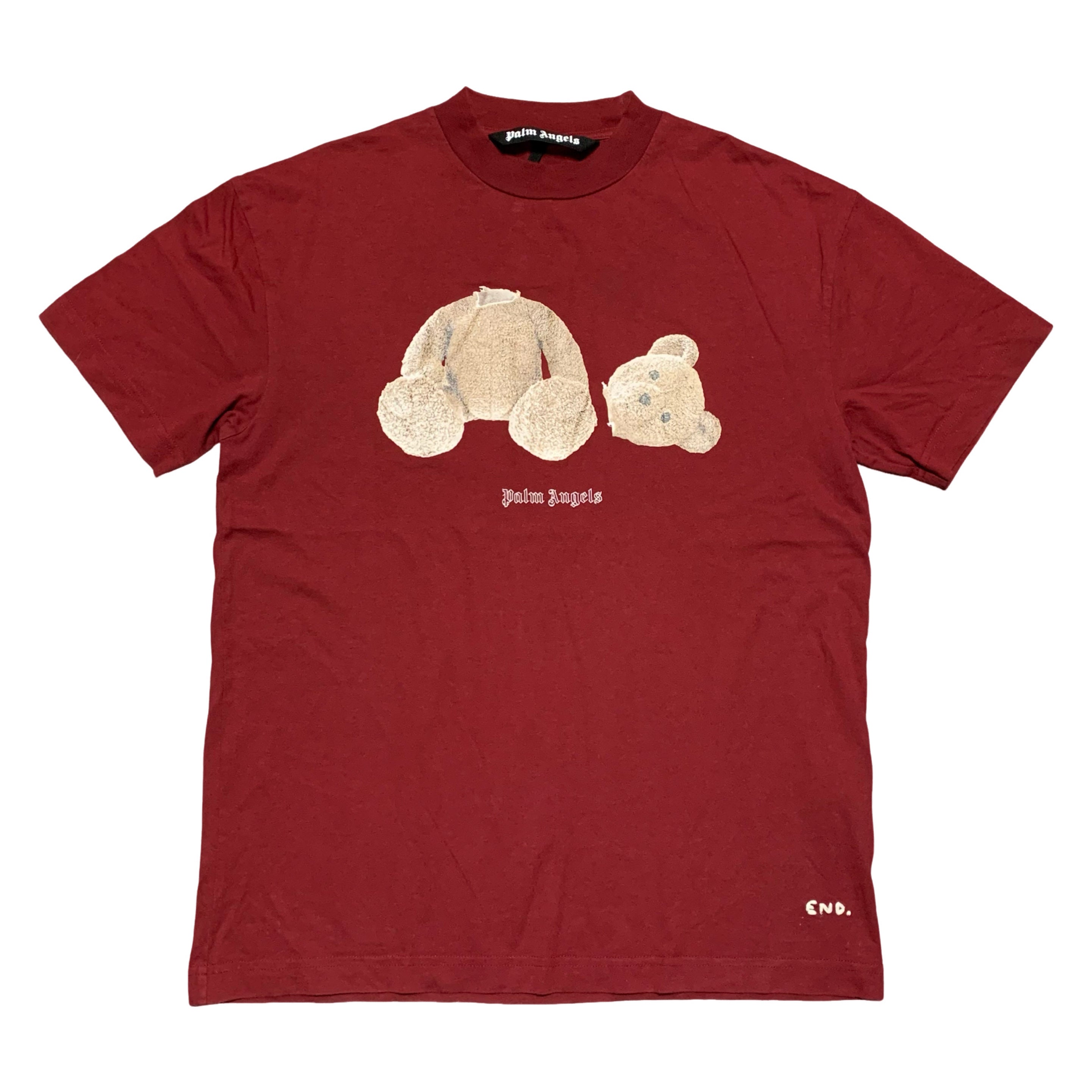 Palm Angels Medium Tee END Bear Rose Burgundy Red T-Shirt Limited Edition