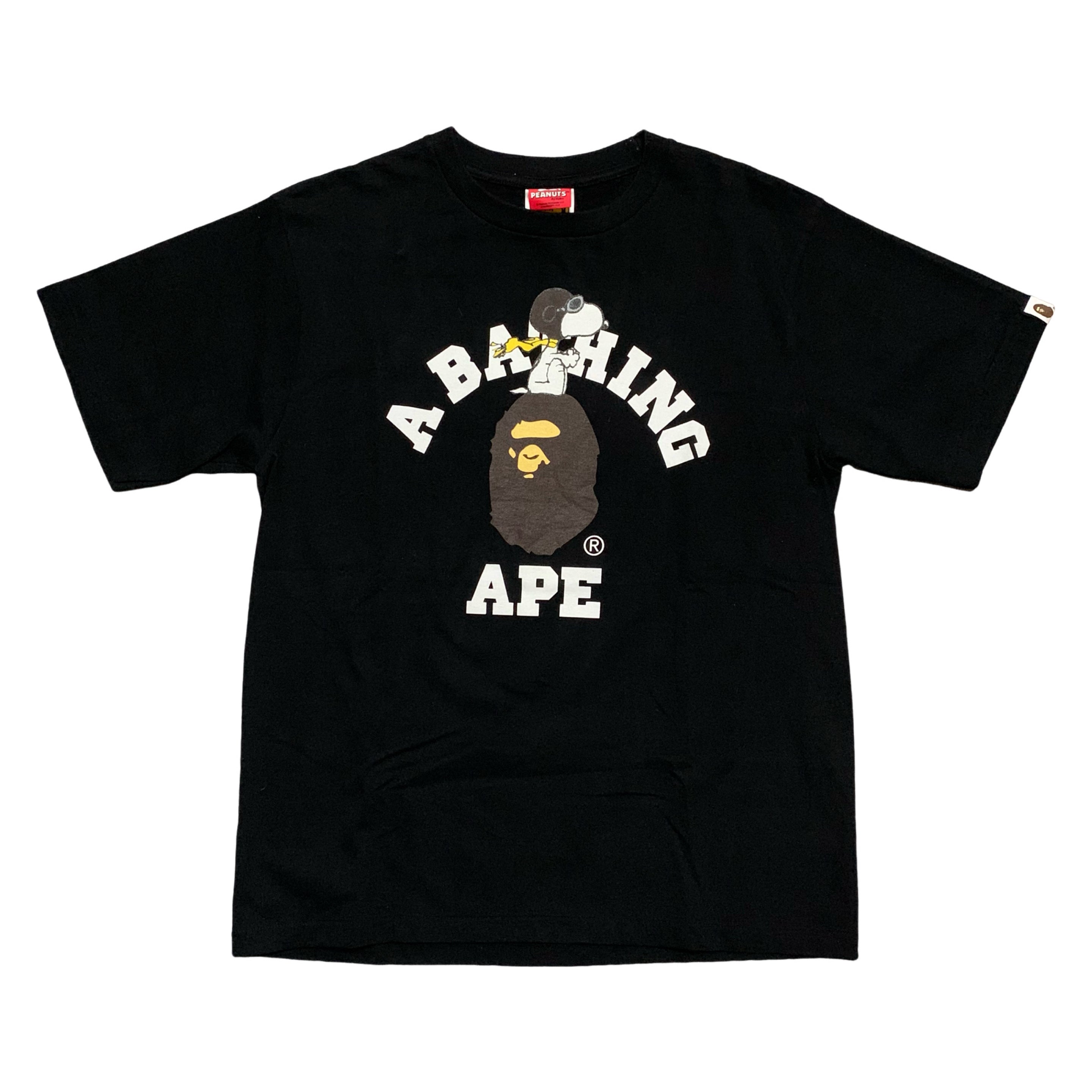 Bape Medium Snoopy Peanut College Black Tee A Bathing Ape