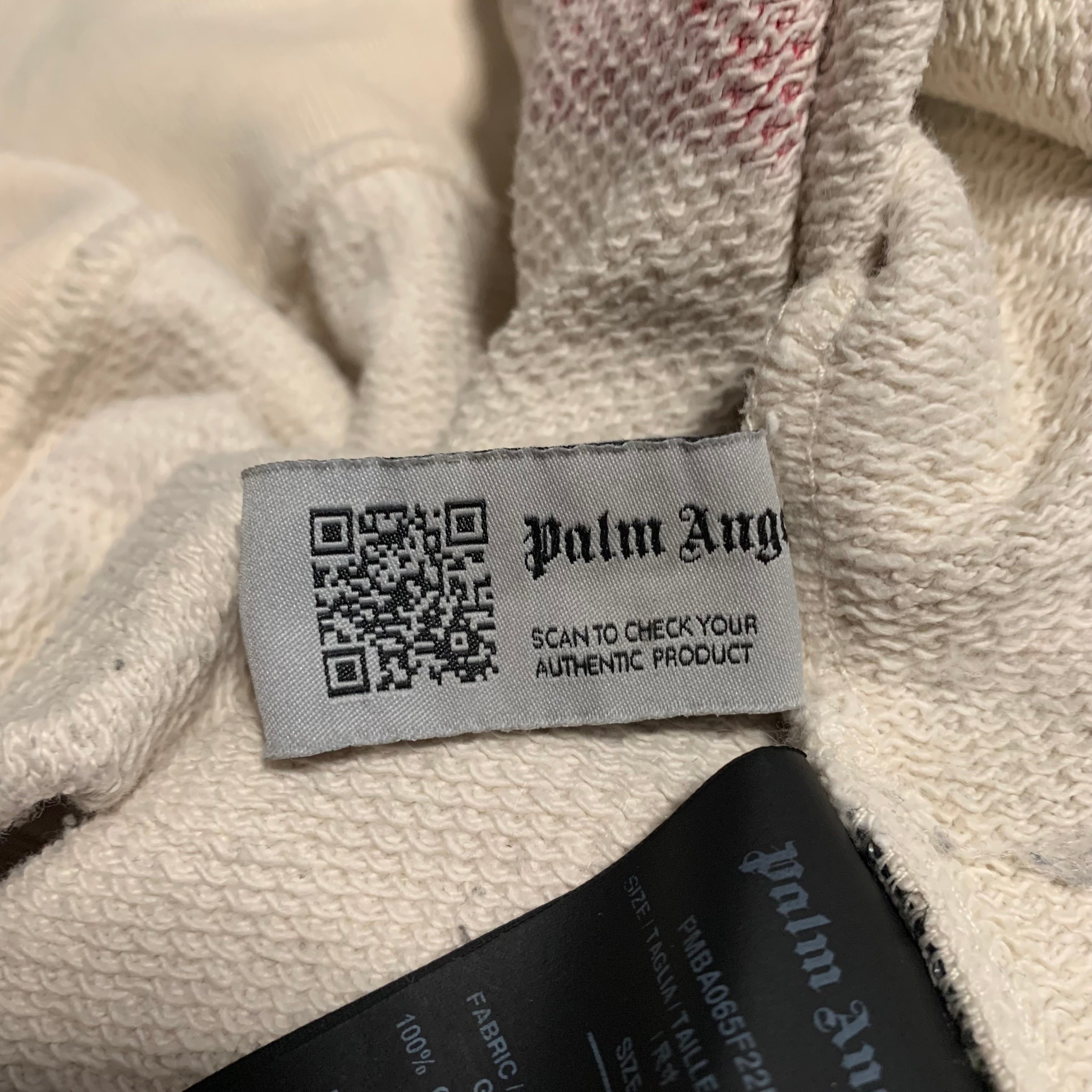 Palm Angels Small Brush Strokes Sweatshirt Crewneck White Beige Oversized Fit