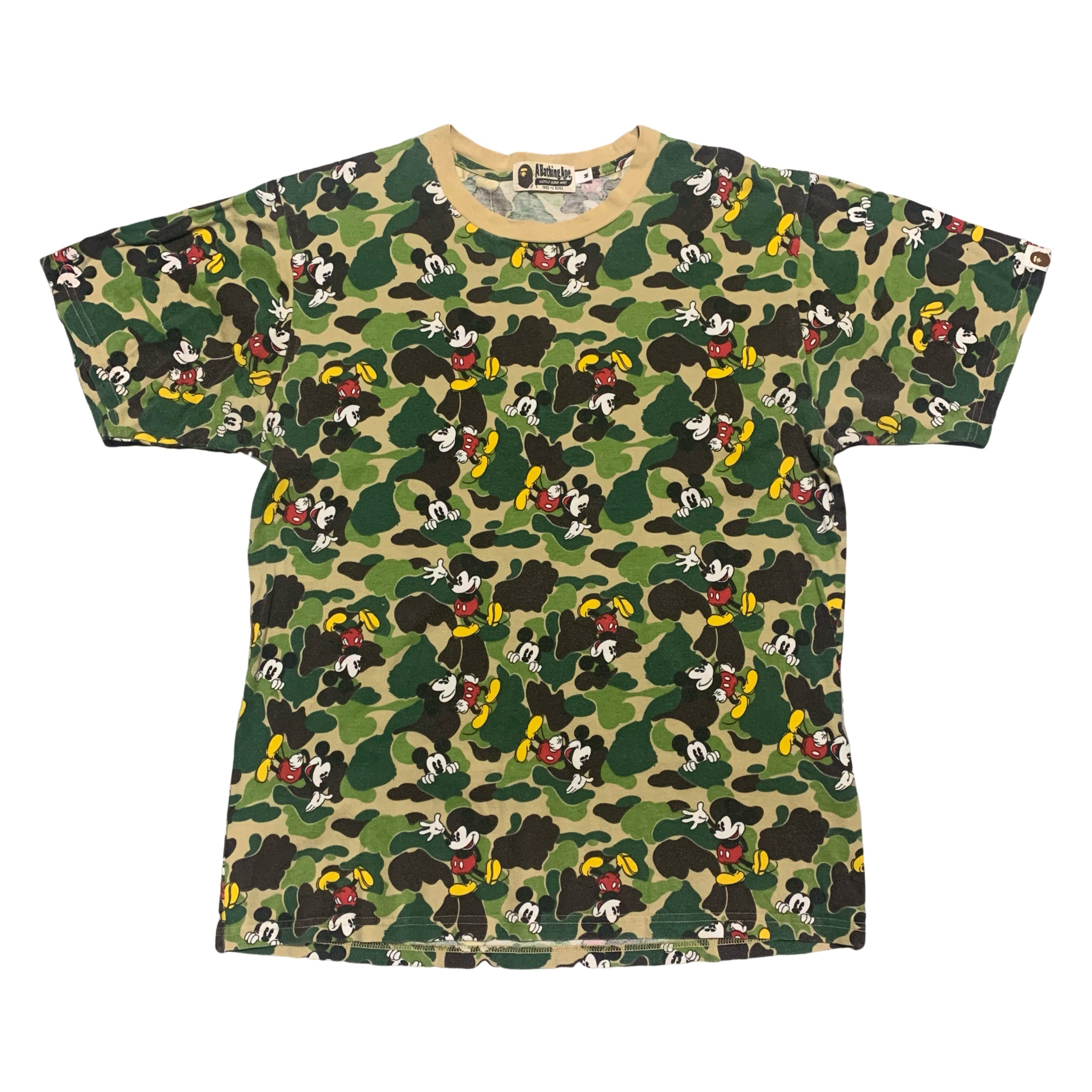 Bape Medium Mickey Mouse Green ABC Camo Tee Vintage