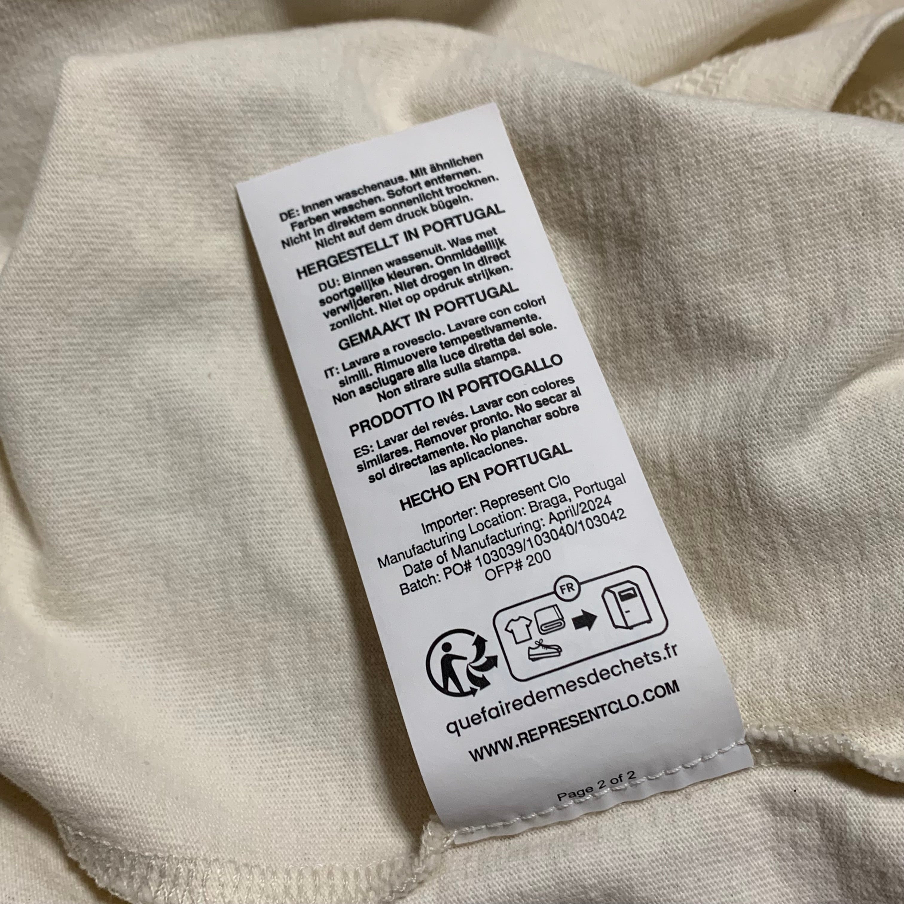 Represent XL On His Shoulders Antique White Tee