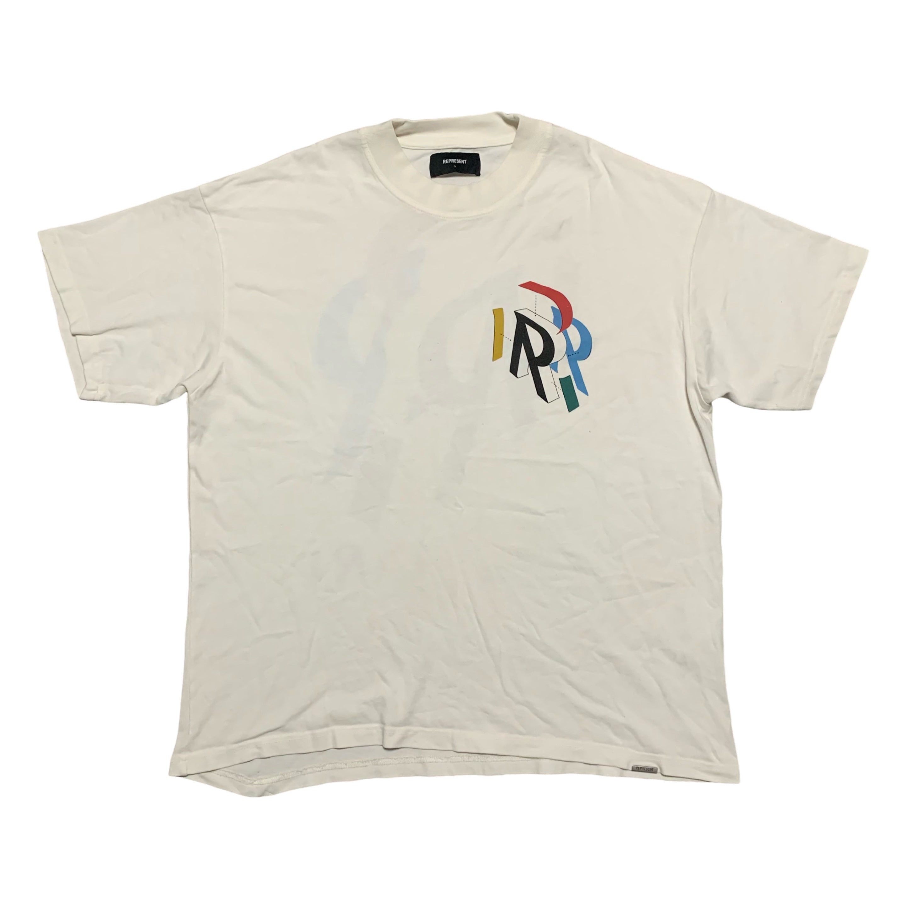 Represent Large Initial Assembly Flat White Tee