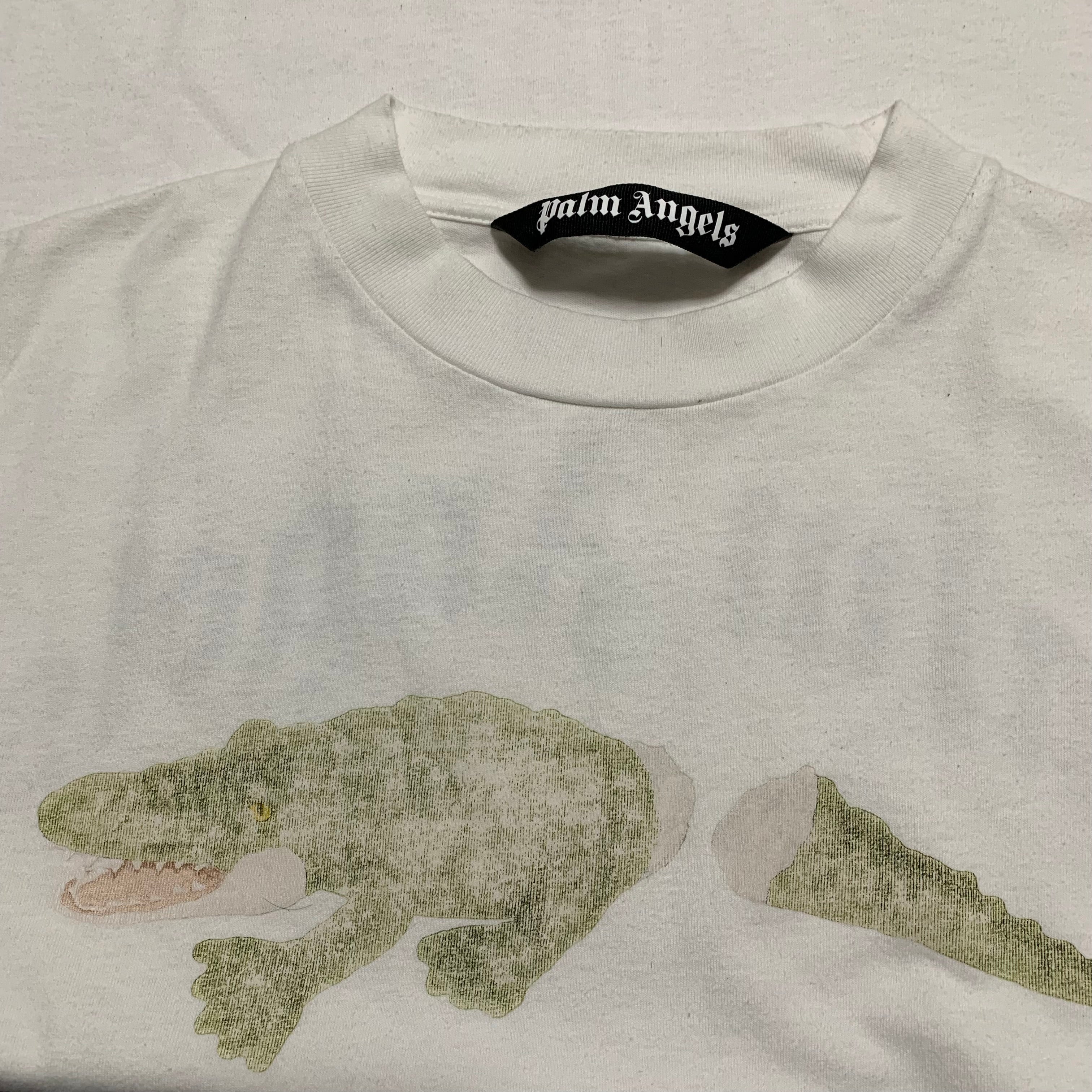 Palm Angels Medium Crocodile Graphic White Tee