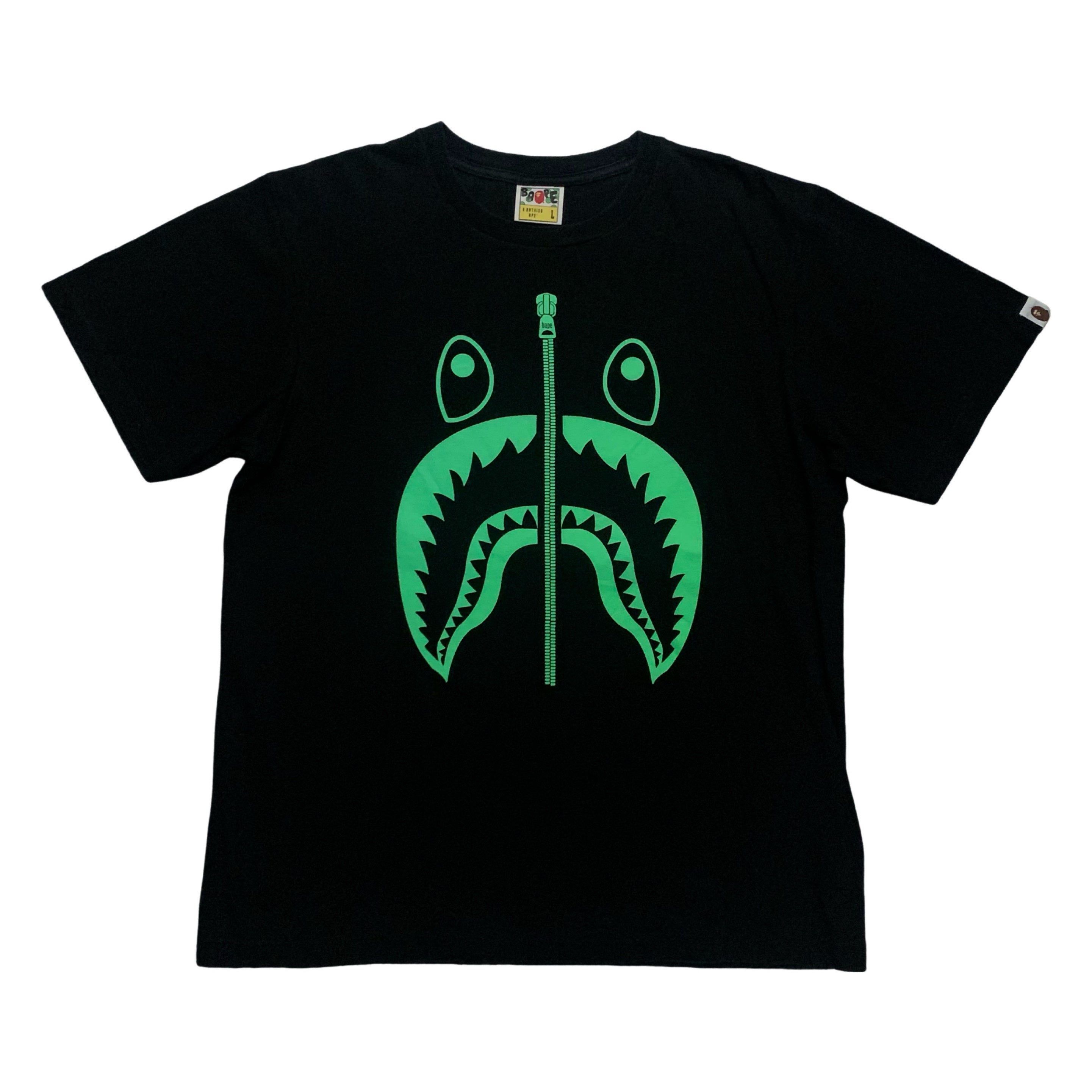 Bape Large Shark Neon Black Tee A Bathing Ape