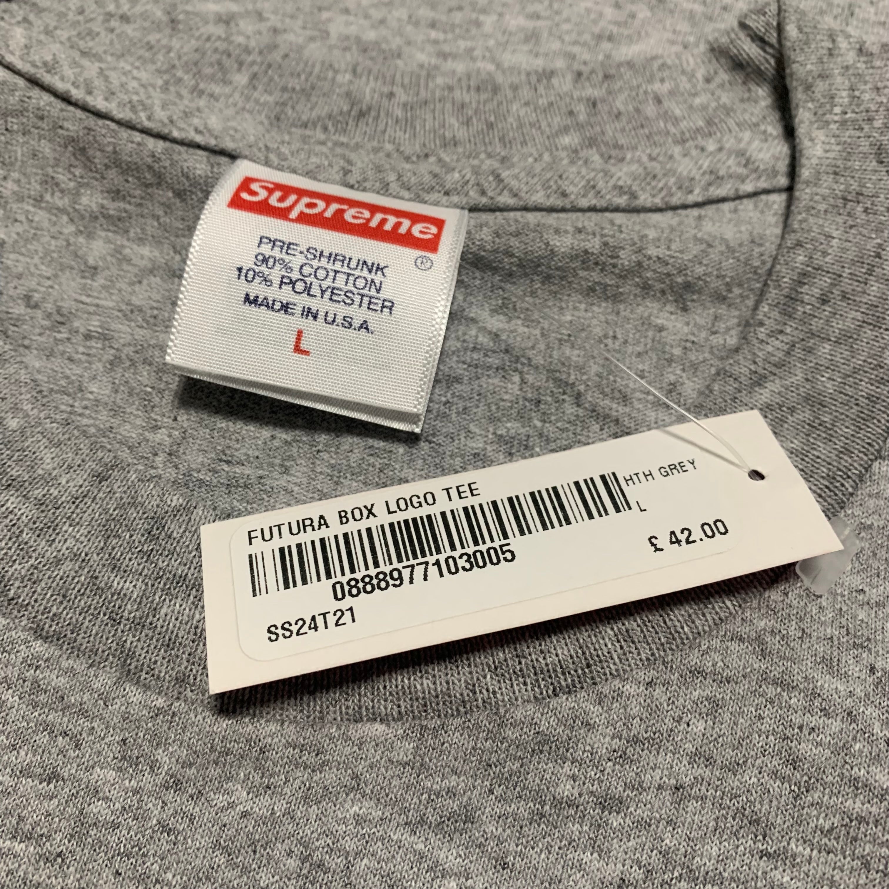 Supreme Large Futura Box Logo Grey Tee 2024