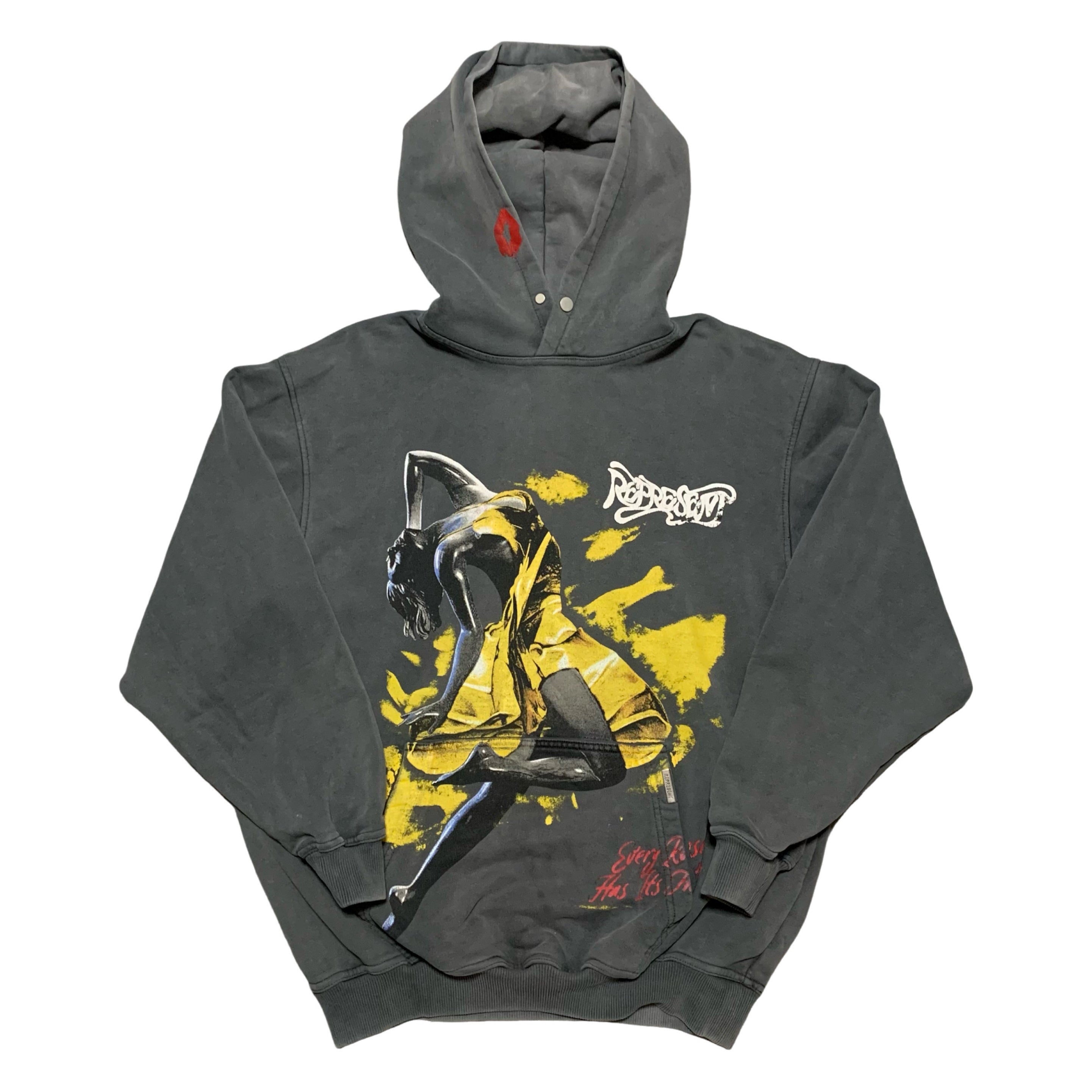 Represent XS Every Rose Vintage Grey Hoodie