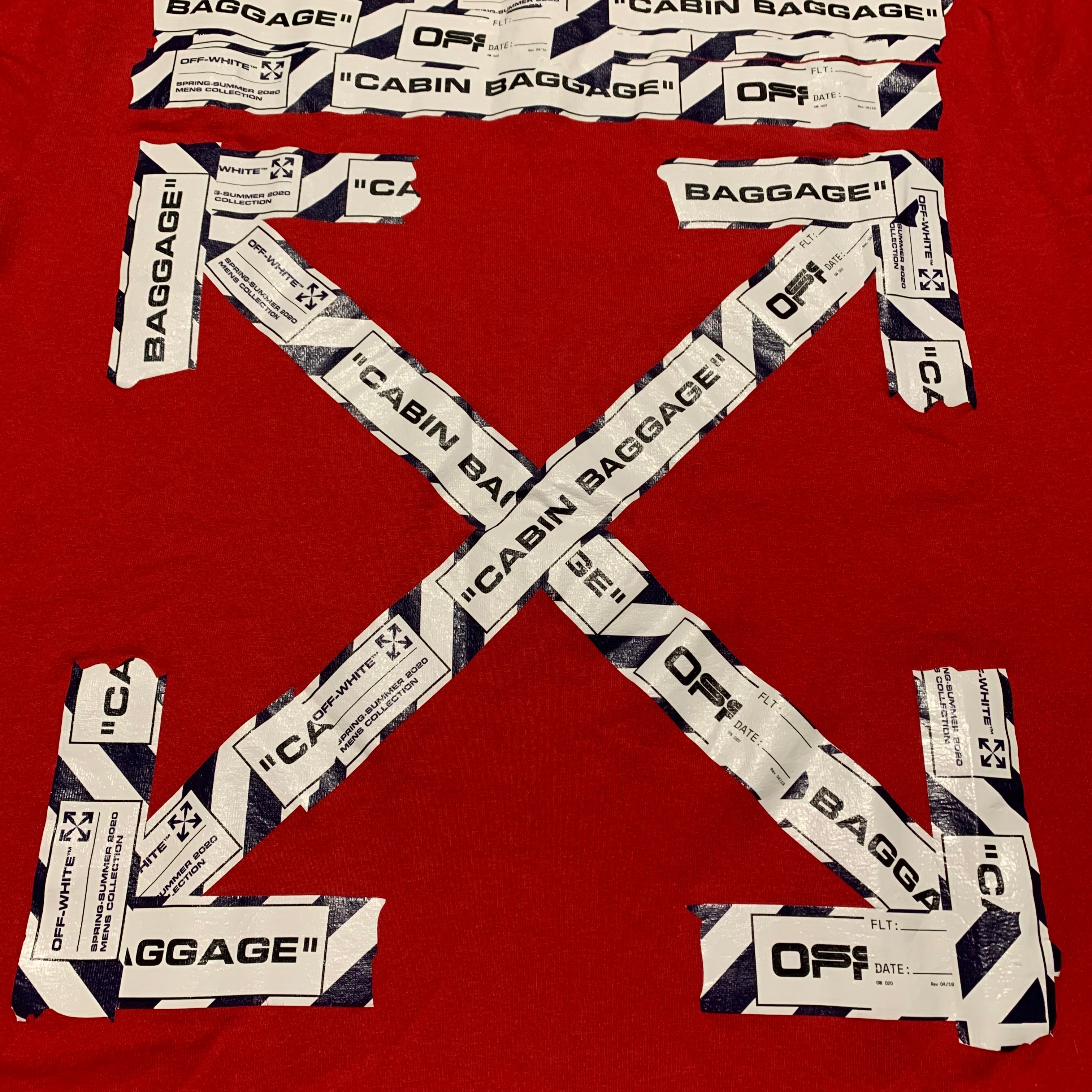 Off White Medium Airport Arrows Red Tee Virgil Abloh