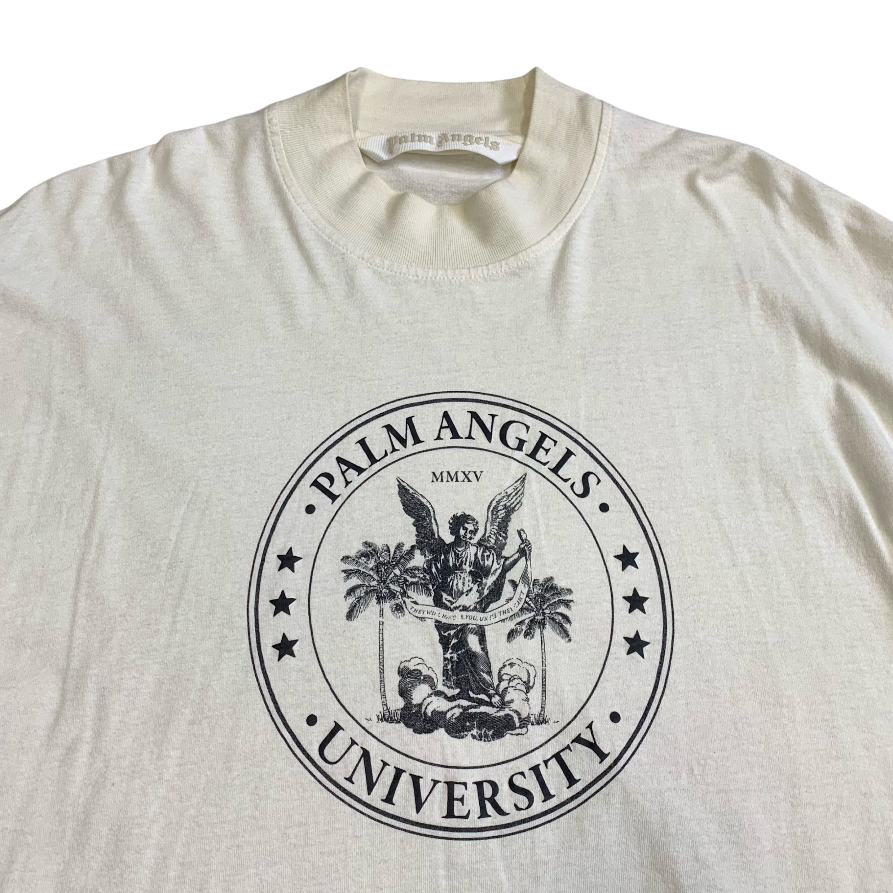 Palm Angels Small Tee College Crew White T-Shirt Oversized Fit Unisex