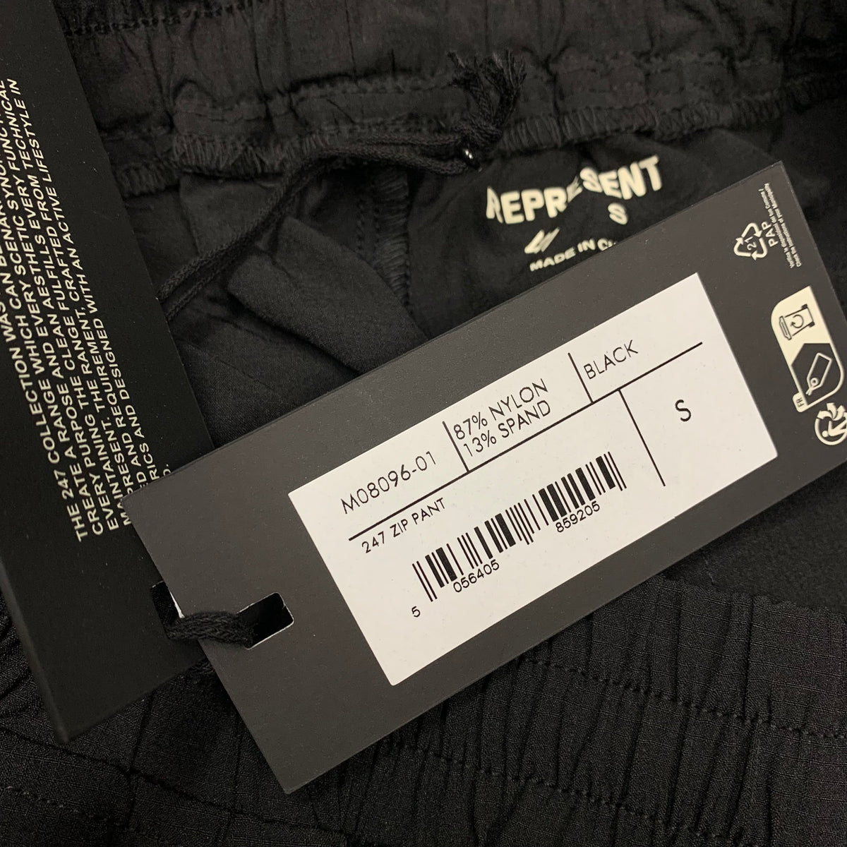 Represent Small Pants Black 247 Zip Pant Track Cargo Bottoms