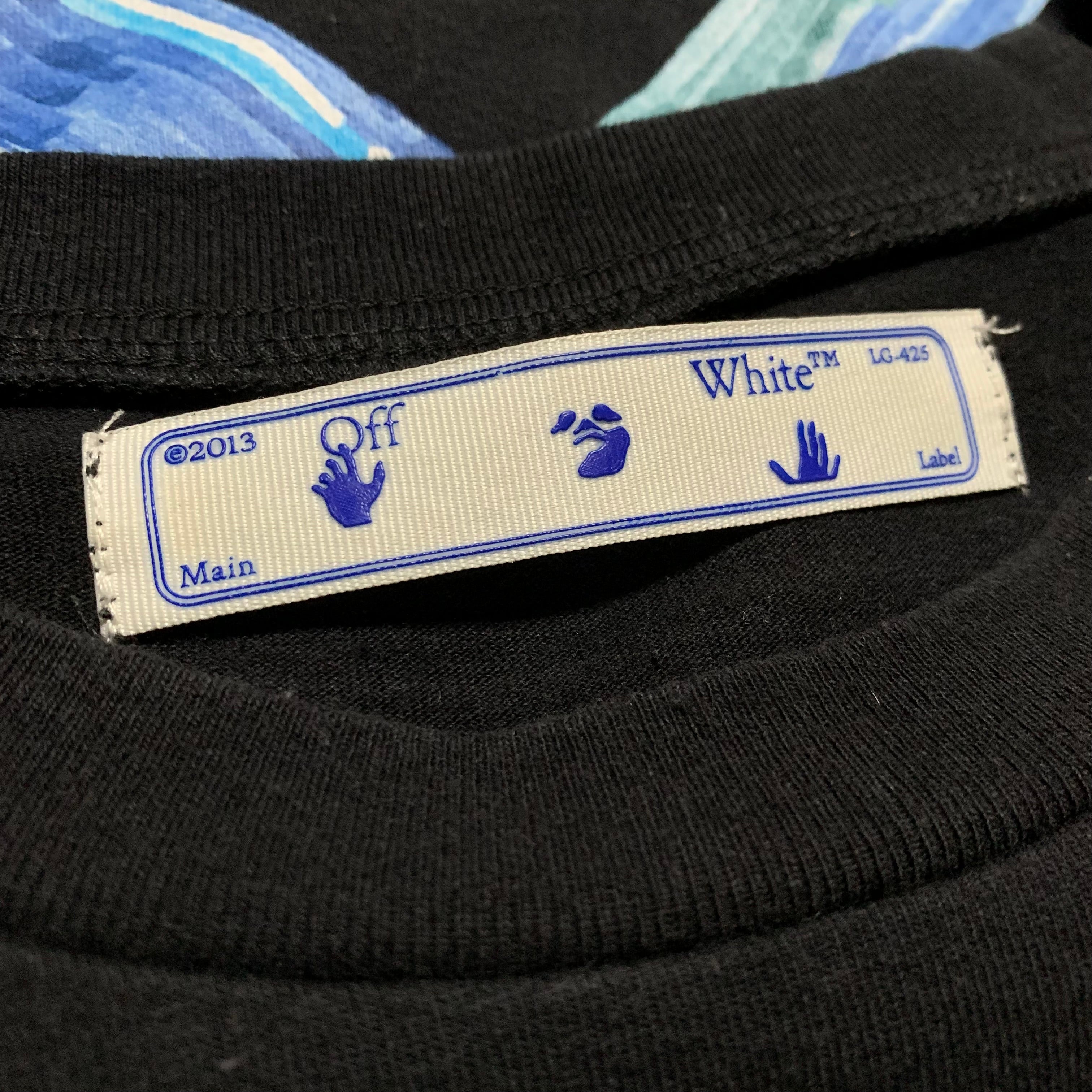 Off White Large Marker Arrows Black Tee Virgil Abloh Blue Graphic
