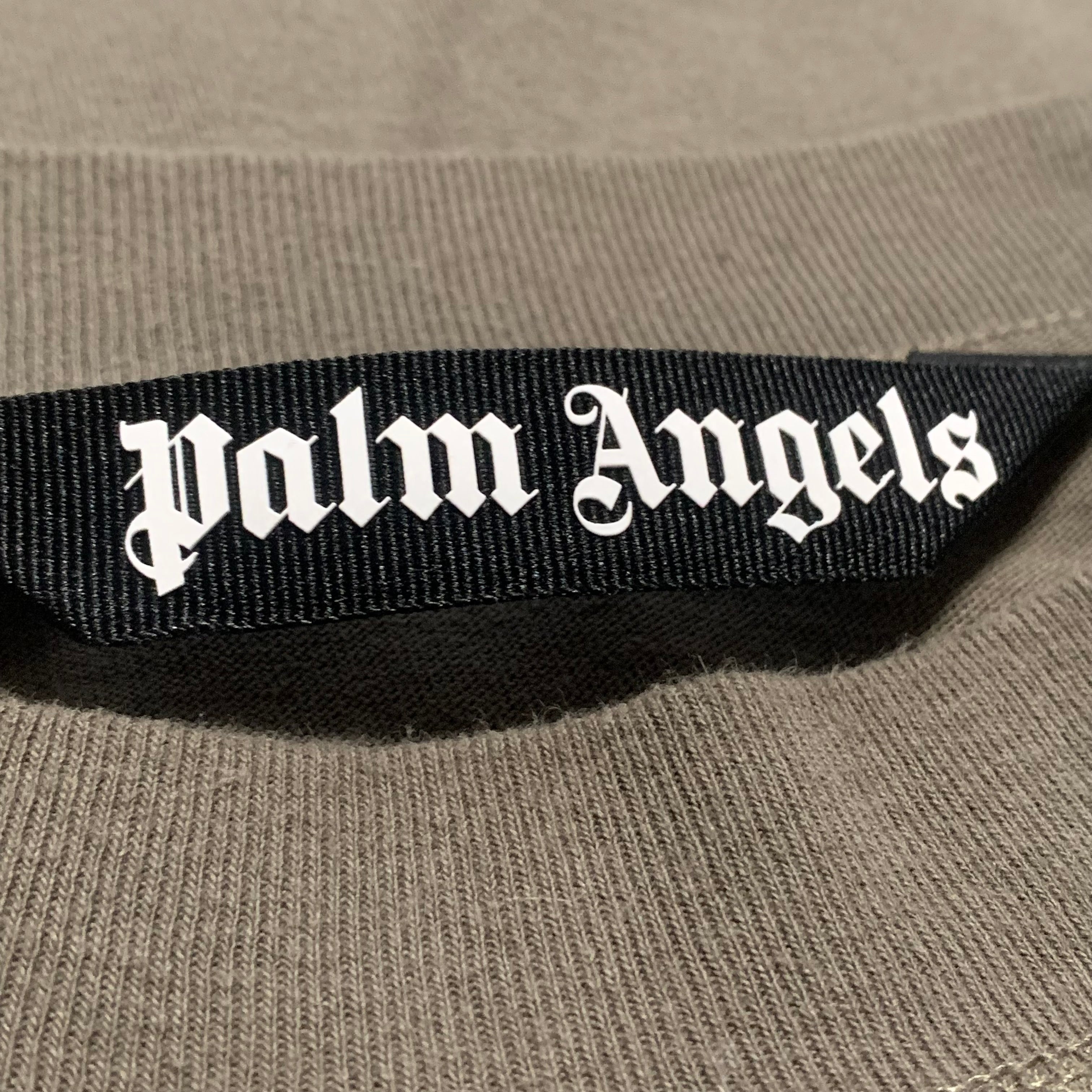 Palm Angels Medium Seasonal Logo Inside Out Military Khaki Green Tee